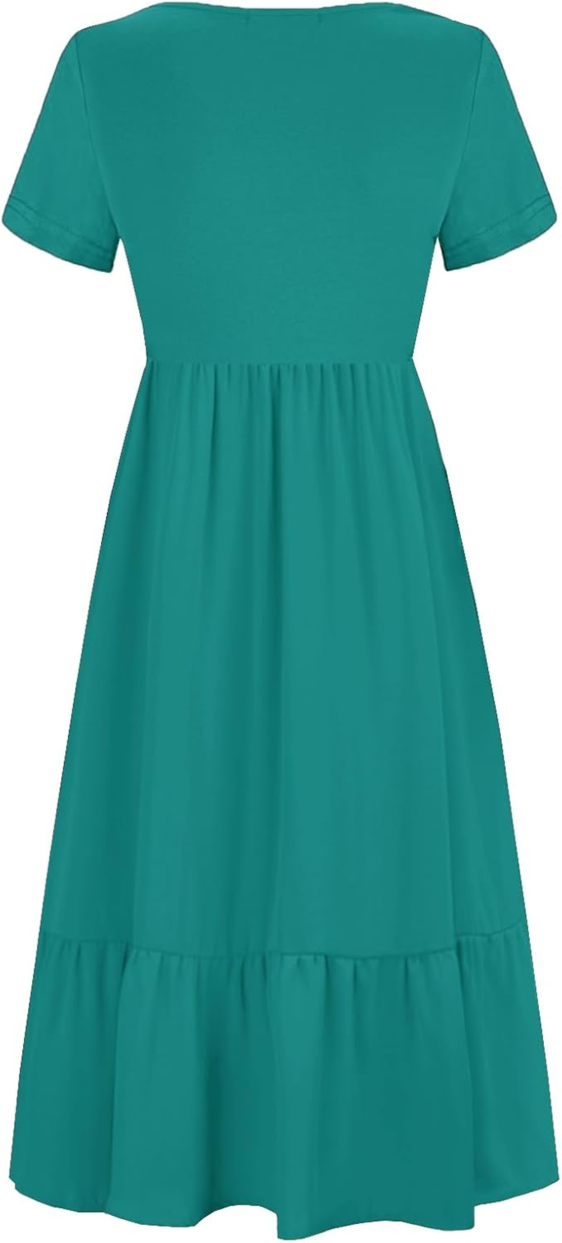 Women Nursing Short Sleeve Crew Neck Fall Dress Maternity Flowy Maxi Dresses Tiered Cocktail Dress with Pockets image number 3