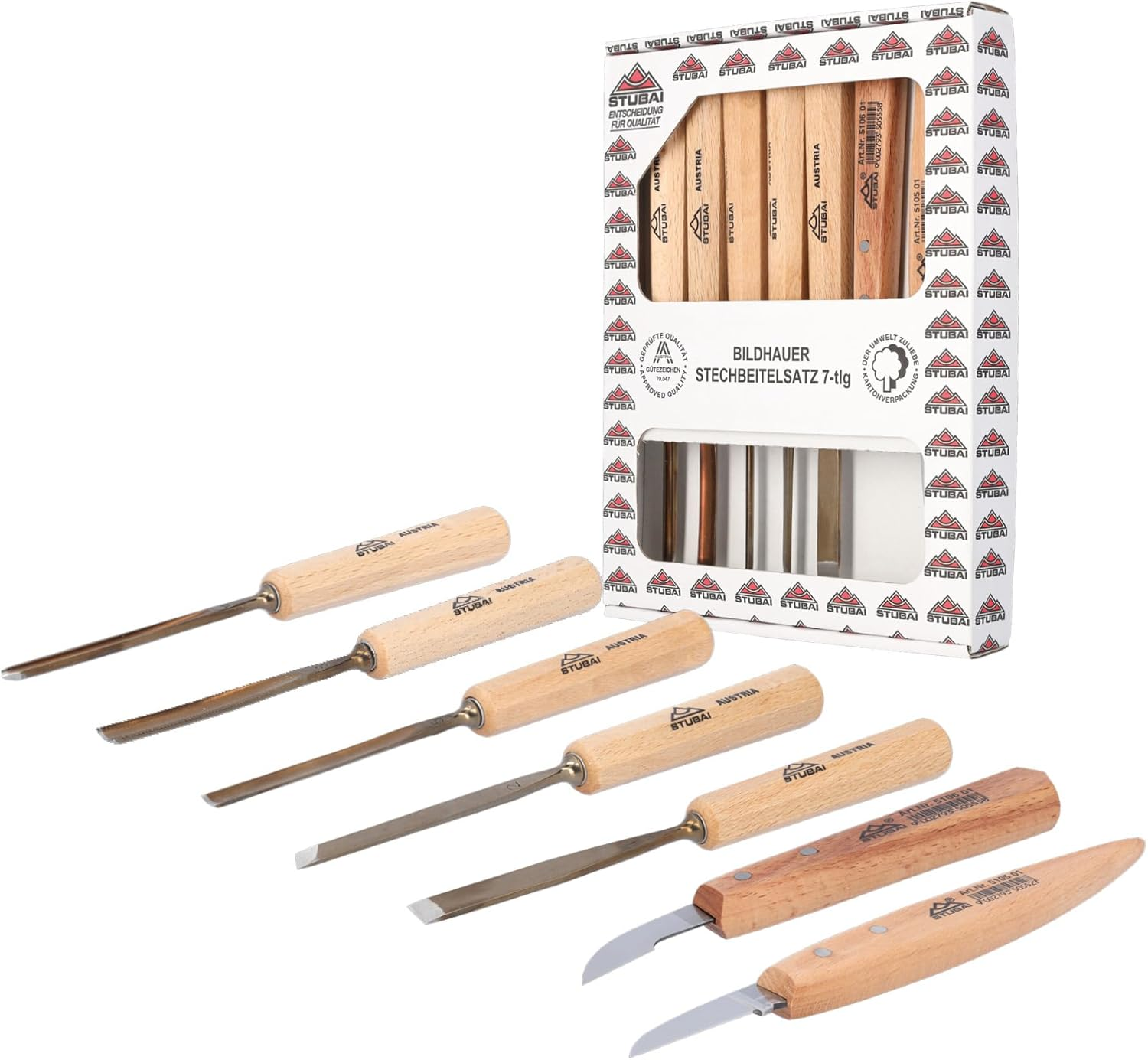 Stubai 510201 Wood Carving Set, Gold/Beige, 7-Piece image number 3