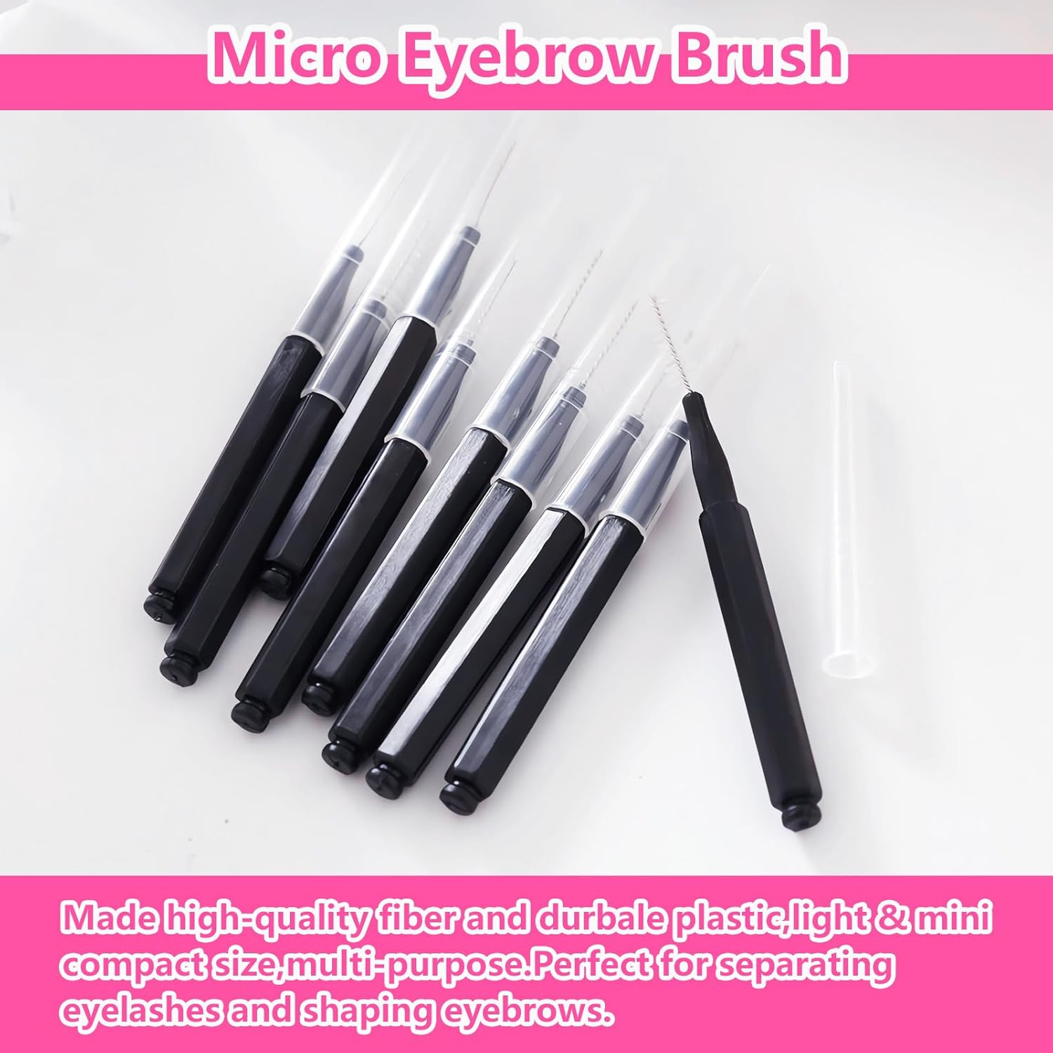 Micro Eyebrow Brush Set with Cap 50Pcs Eyelash Spoolies Comb Brow Lamination Brush Mini Spoolie for Eyelash Extensions Lash Lift Tools