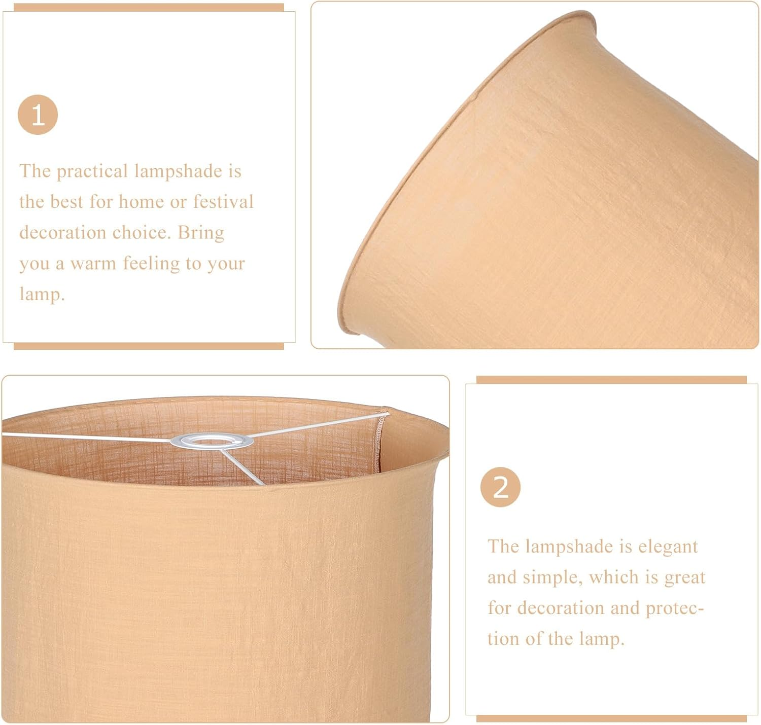 Didiseaon Fabric Pendant Lamp Shade E27 30Cm Khaki Foldable Linen Ceiling Cover for Table and Floor Lamps image number 1