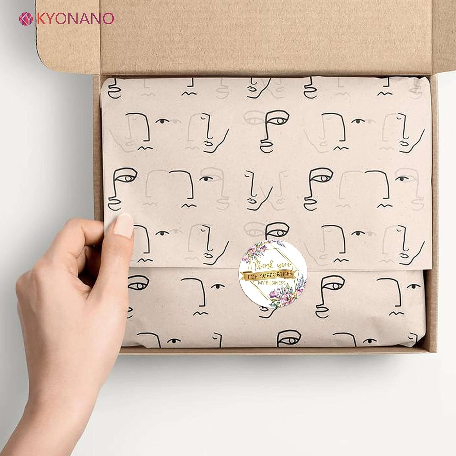 KYONANO 1200Pcs Thank You Stickers Small Business, Pink Flower Gold Font Design Thank You Stickers Roll 3.8Cm for Small Business Gift Packaging Wedding Envelope Seals Thanksgiving Self-Adhesive Labels image number 2