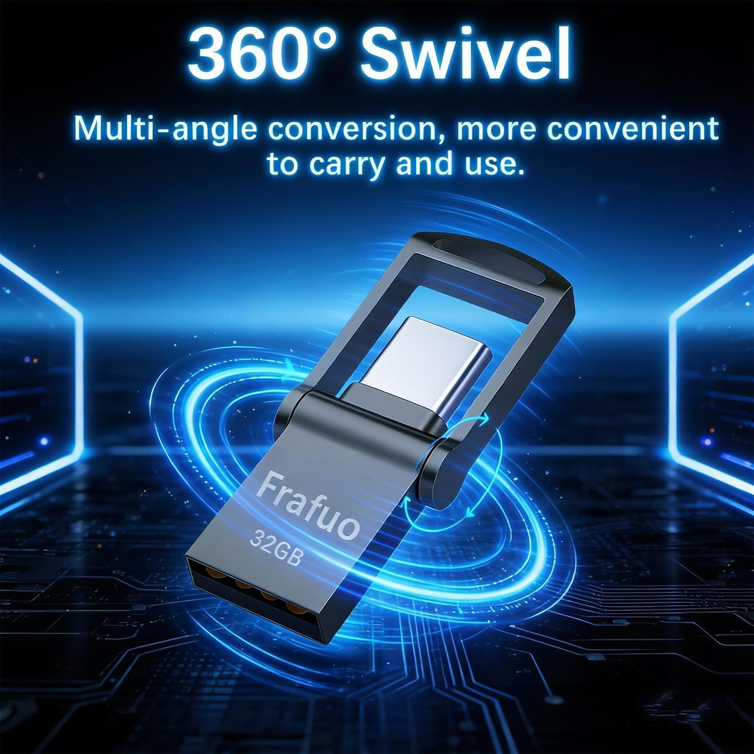 2 Pack 32GB Ultra Dual Drive USB Type-C Flash Drive, 2-In-1 Type-C & USB 2.0 Memory Stick for Smartphones, Tablets, Computers, Android Devices(1 Sliver 1Gun Grey) image number 4