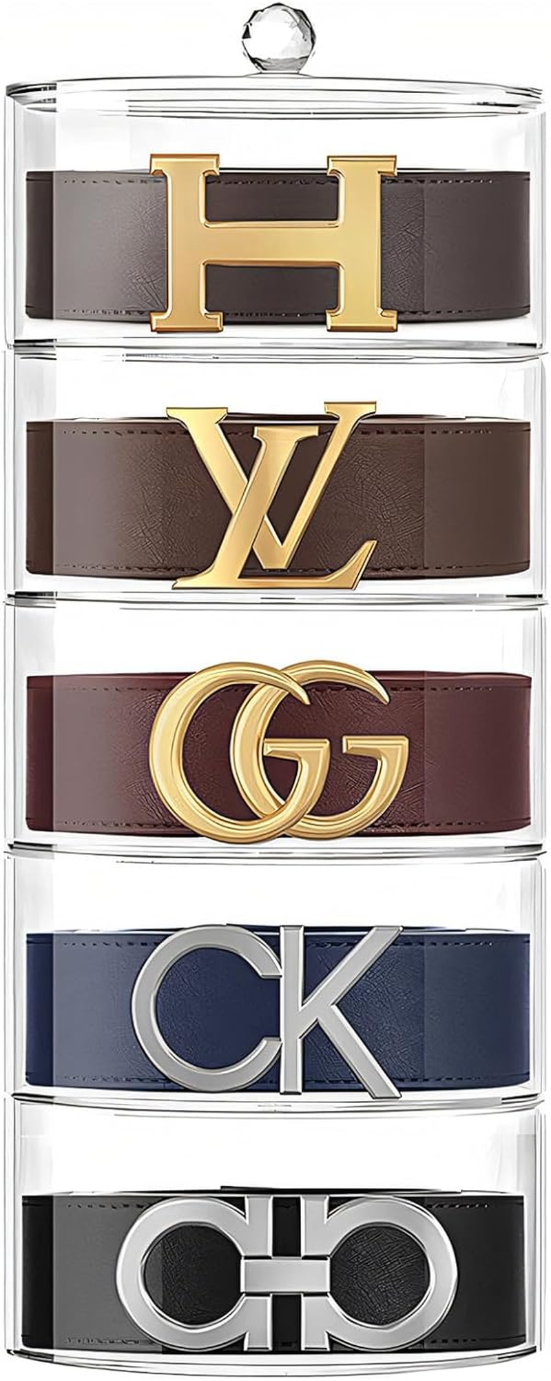 STUDIOMYO Acrylic Belt Organizer, 5-Layer, Clear, Minimalist, Dustproof, Unisex, Ideal for Jewelry, Watches, Cosmetics image number 2