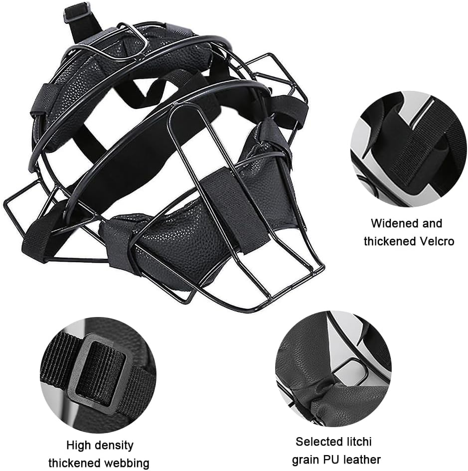 TOMVAES Baseball Catcher Mask Umpire Mask,Full-Face Protection Mask for Baseball,Provides Maximum Protection and Comfort,Does Not Obstruct View,Face Adjustable for Adults Children Baseball Game image number 1