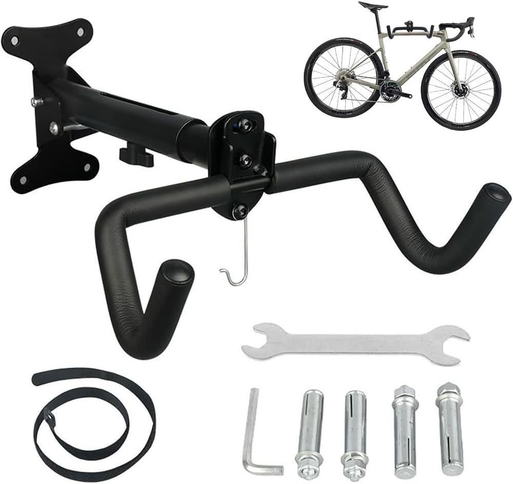 Bike Wall Mount,Bicycle Indoor Storage Rack,Retractable Frame,Frame with Straps and Simple Wrench,Cycling Holder Hook,For Hanging Mountain Road Bike image number 3