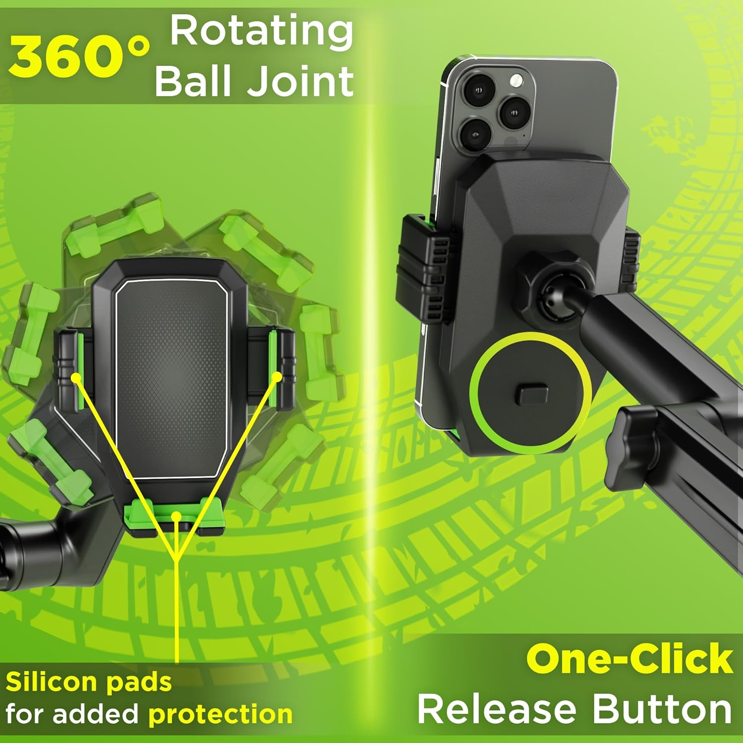 Phone Mount for Truck Phone Holder for Truck - Heavy Duty Super Suction Cup, Mobile Device Holder Dashboard Window 16.9 Inch Long Arm & Stable, Iphone & Samsung Compatible, Big Rig Trucker, Green image number 4