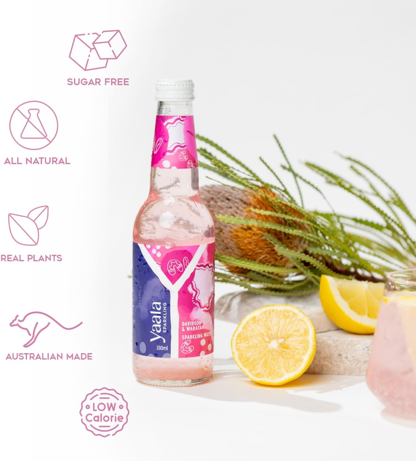 Yaala Sparkling Davidson Plum & Waratah, Refreshing Sparkling Water, All-Natural Australian Ingredients, Sugar-Free, Low-Calorie, Elevated Hydration, 330Ml, 12 Pack image number 6