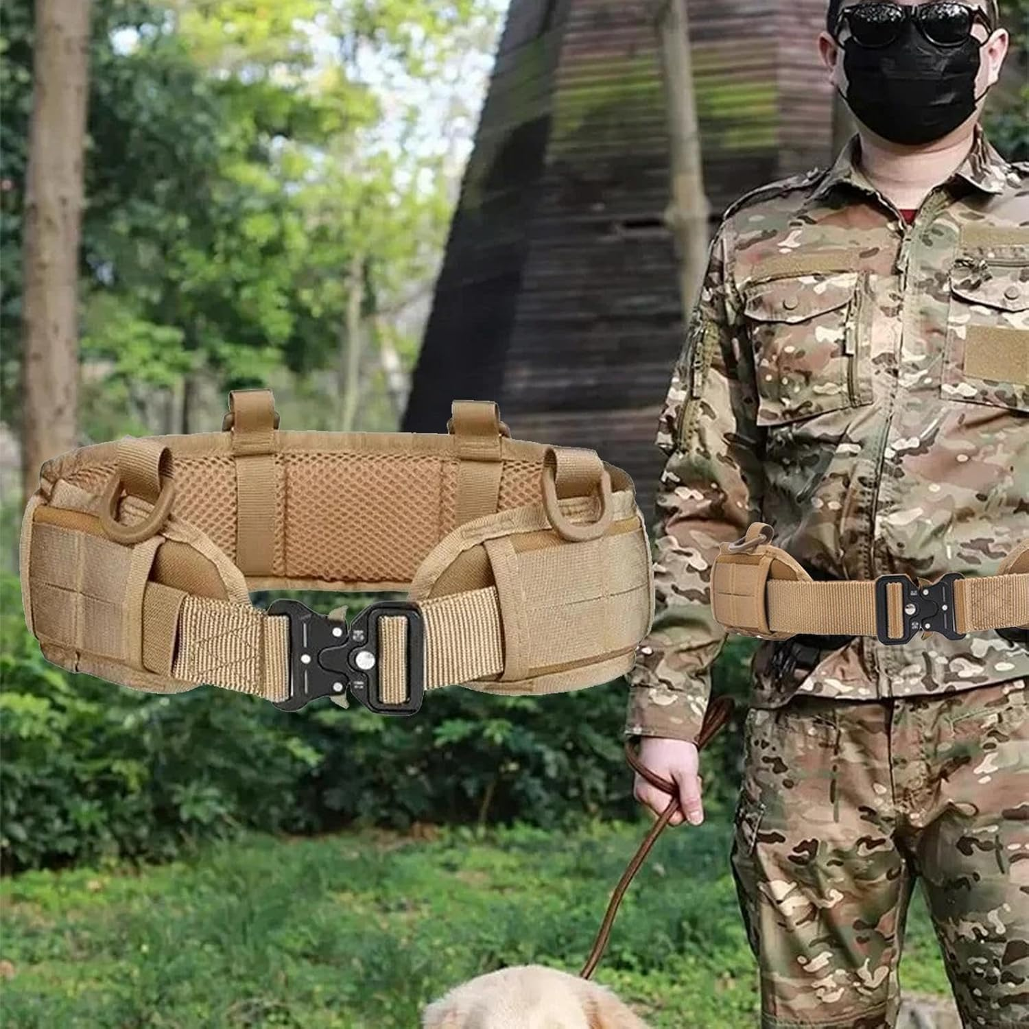 Tactics Belt | Waist Belt for Security Guard | Outdoor Multifunction Tactics Belt | Security Duty Utility Belt | Adjustable Airsoft Utility Waist Belts with Pouches for Men and Women - Black image number 4