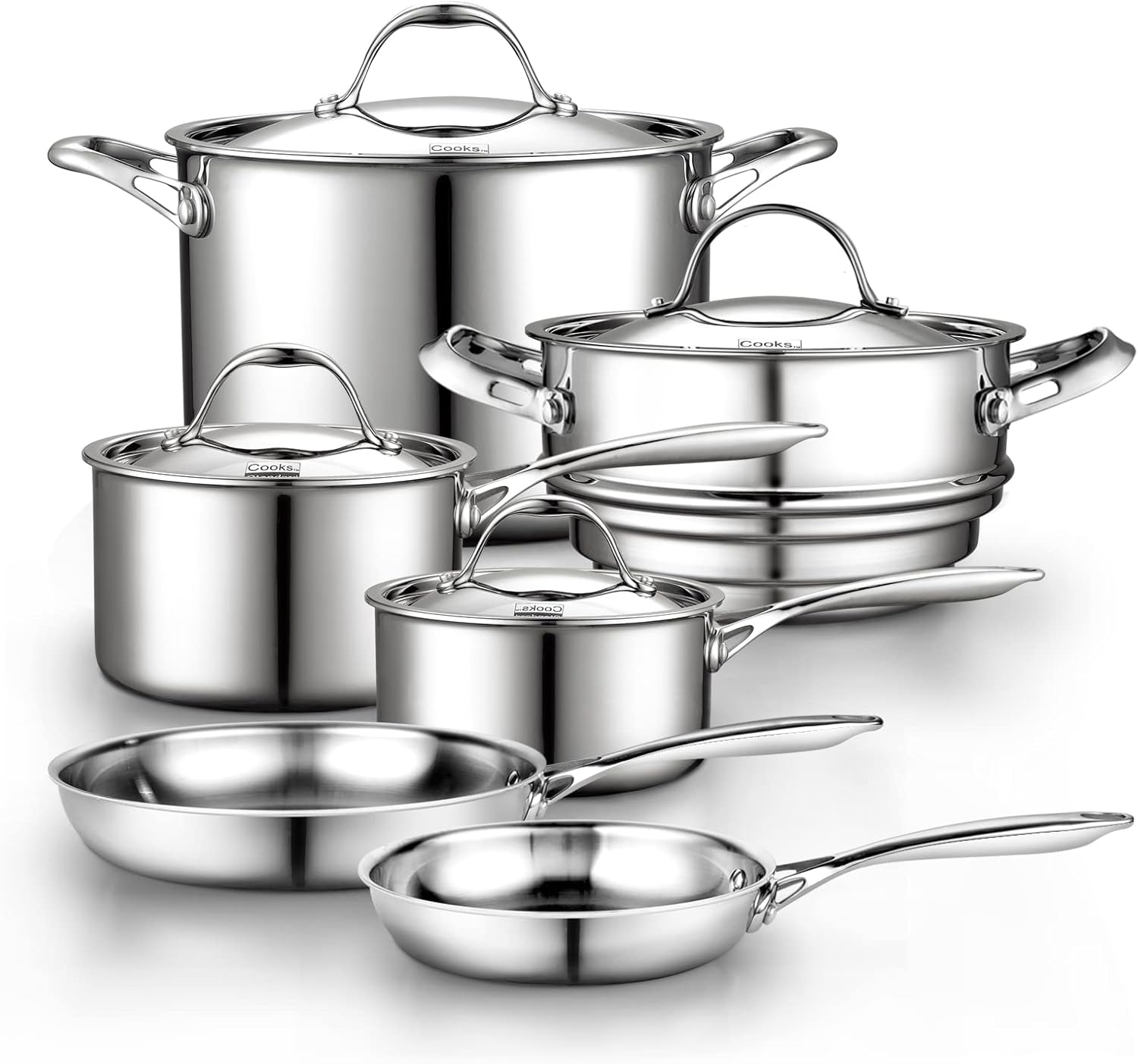 Cooks Standard 10-Piece Multi-Ply Clad Stainless Steel Cookware Set Silver 14.0X21.0X12.5 Inches image number 5