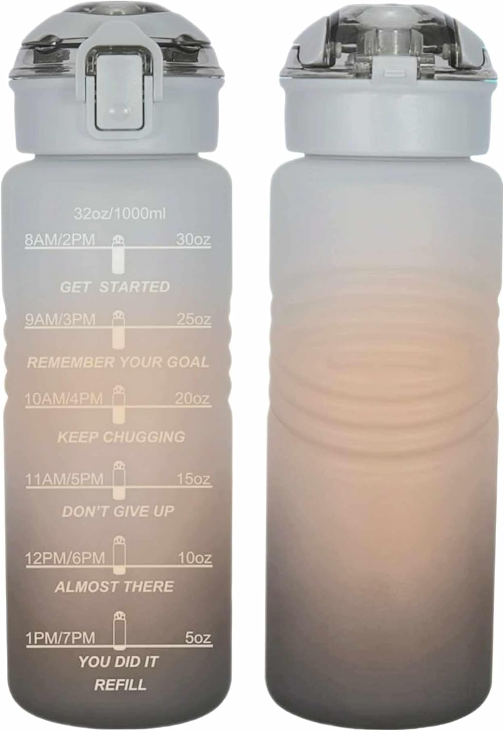 Motivation Gradient Water Bottle, 1L, Tea Compartment, Time Marker, Push Button Leakproof, Bpa-Free Frosted Plastic, Large Capacity, Hidden Bail, Fitness, Gym, Outdoor Sports (Pink)