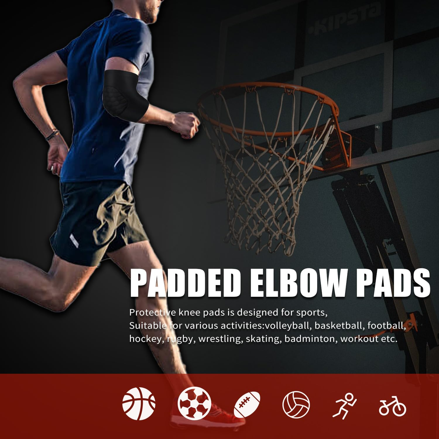Padded Elbow Pads,Basketball Shooter Sleeves Volleyball Arm Sleeves for Youth Adluts image number 2