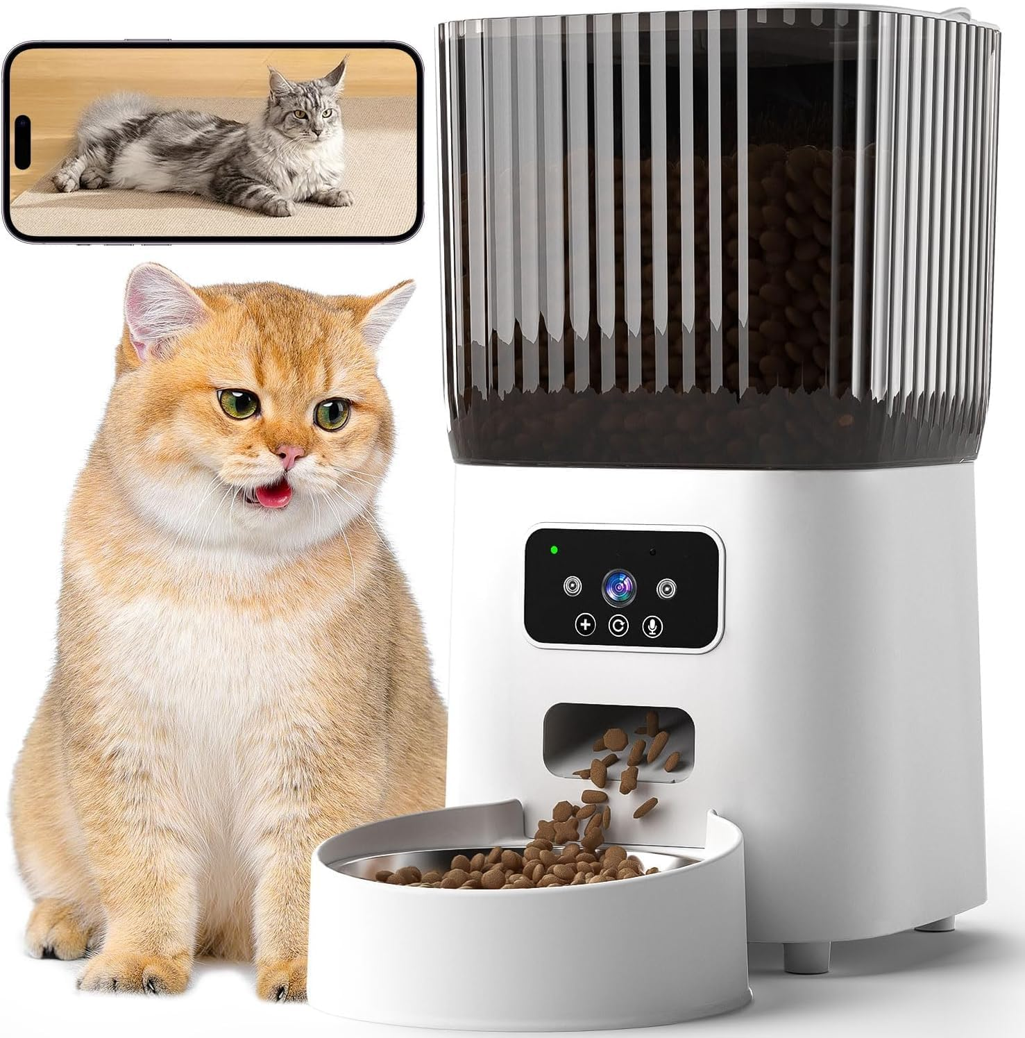 Automatic Cat Feeder with Camera, 1080P Live Video with Night Vision, 5L Cat Food Dispenser for Remote Feeding, 2-Way Audio, Smart Pet Feeder for Cats and Dogs with App Control image number 4