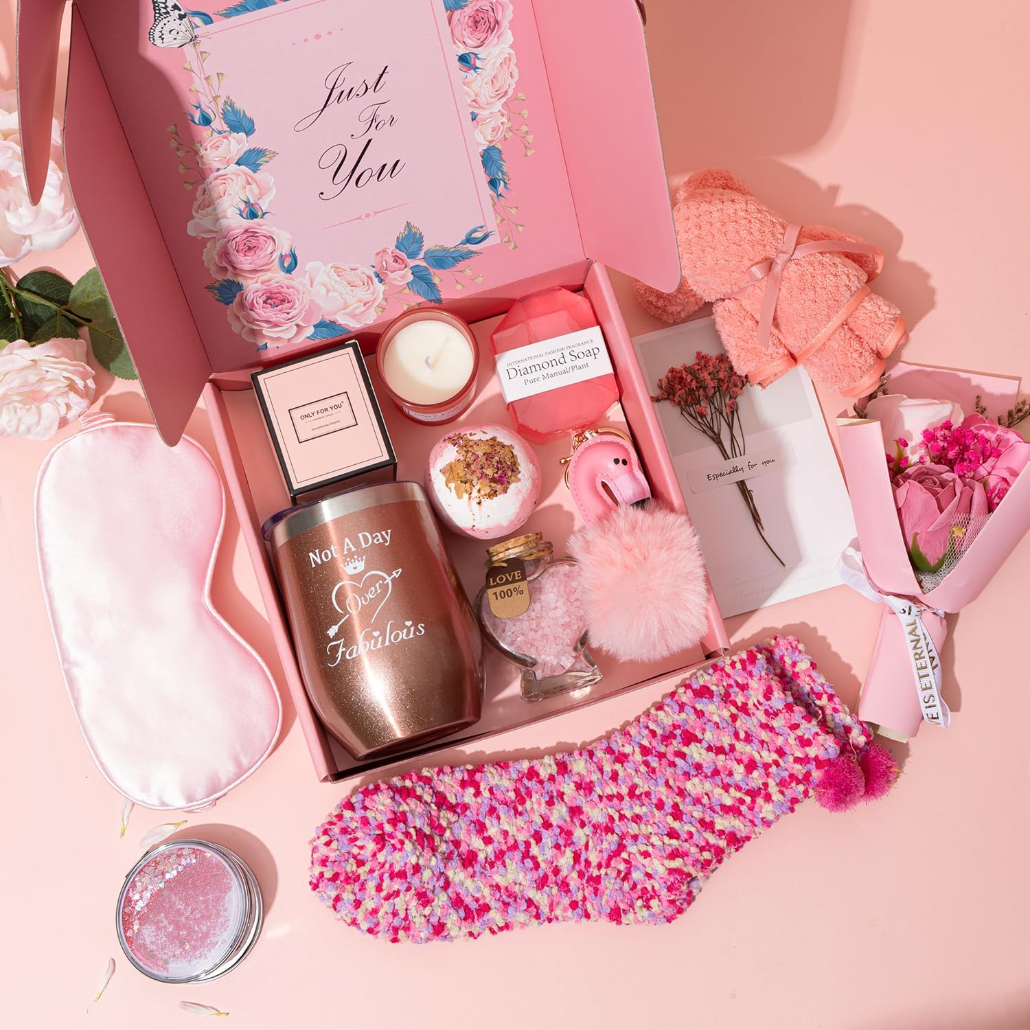 Birthday Gifts for Women,Unique Gifts Basket Ideas for Women Pink Gifts Box for Her Self Care Relaxing Gift Set Birthday Presents Female Friendship Gifts for Best Friend Bestie Girlfriend - Rose Gold image number 4