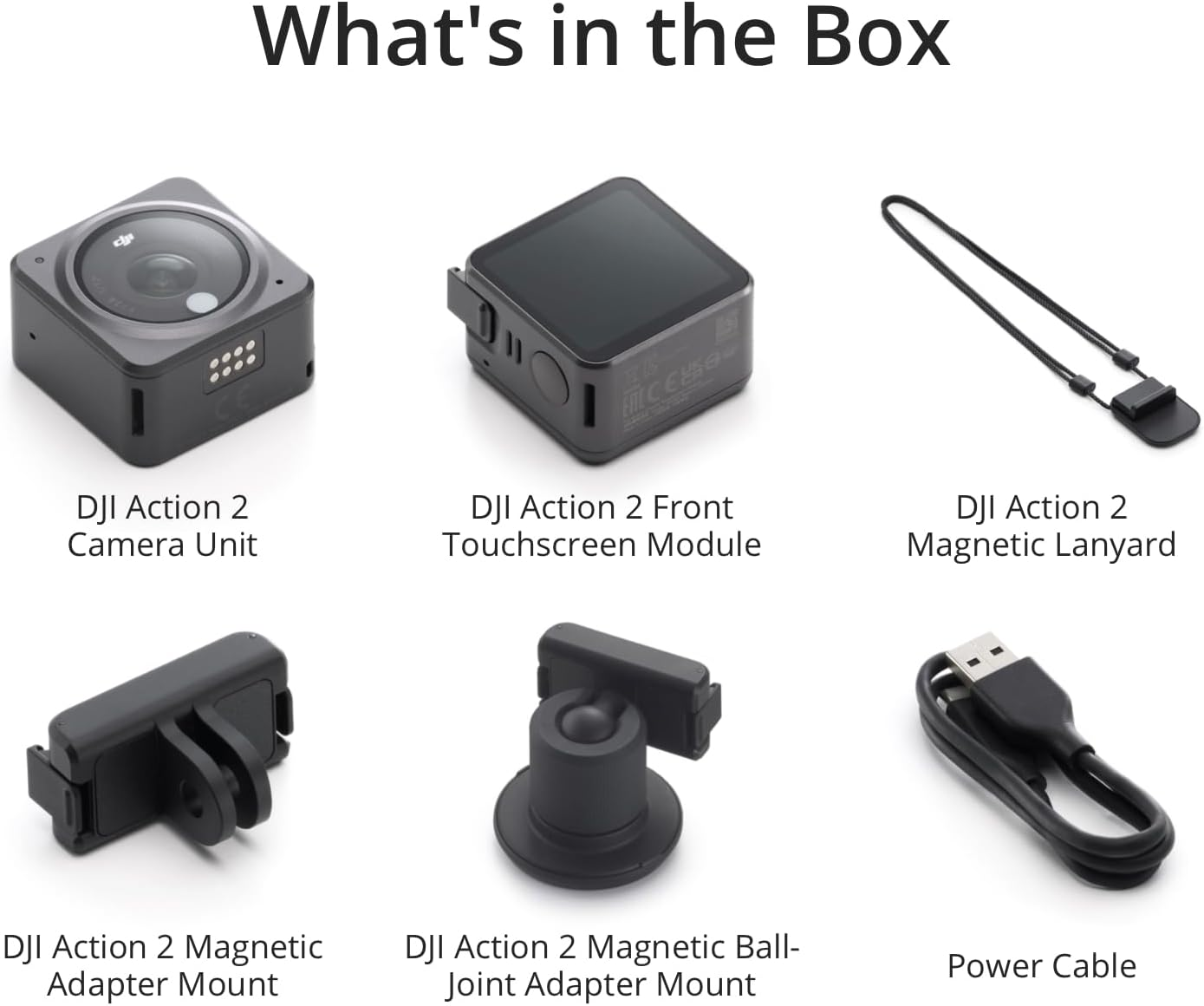 DJI Action 2 Dual-Screen Combo (32GB) without Magnetic Protective Case, 4K Action Camera with Dual OLED Touchscreens, 155&deg; FOV, Magnetic Attachments, Stabilization, Underwater Camera Ideal