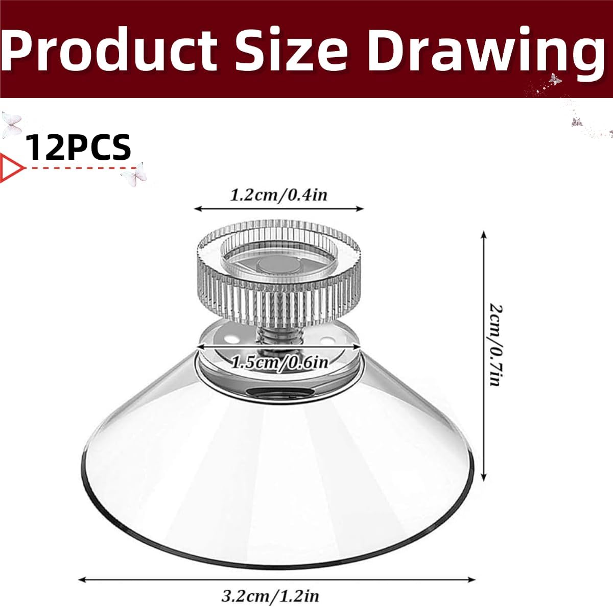 12PCS Suckers, 32Mm Transparent PVC with Screws and Nuts round Thread,Klhcduo Strong Thickening Suckers, for Windows, Bathrooms, Glass Walls, Car Shade image number 2