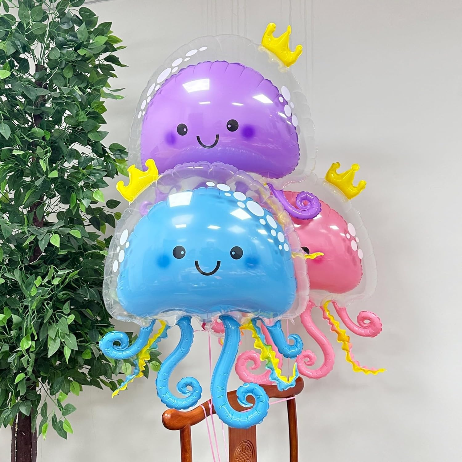 3Pcs 36 Inch Jellyfish Balloons Inflatable Jellyfish Octopus Sea Party Decorations Mermaid Party Decoration for Birthday Supplies Pink Blue Purple Color