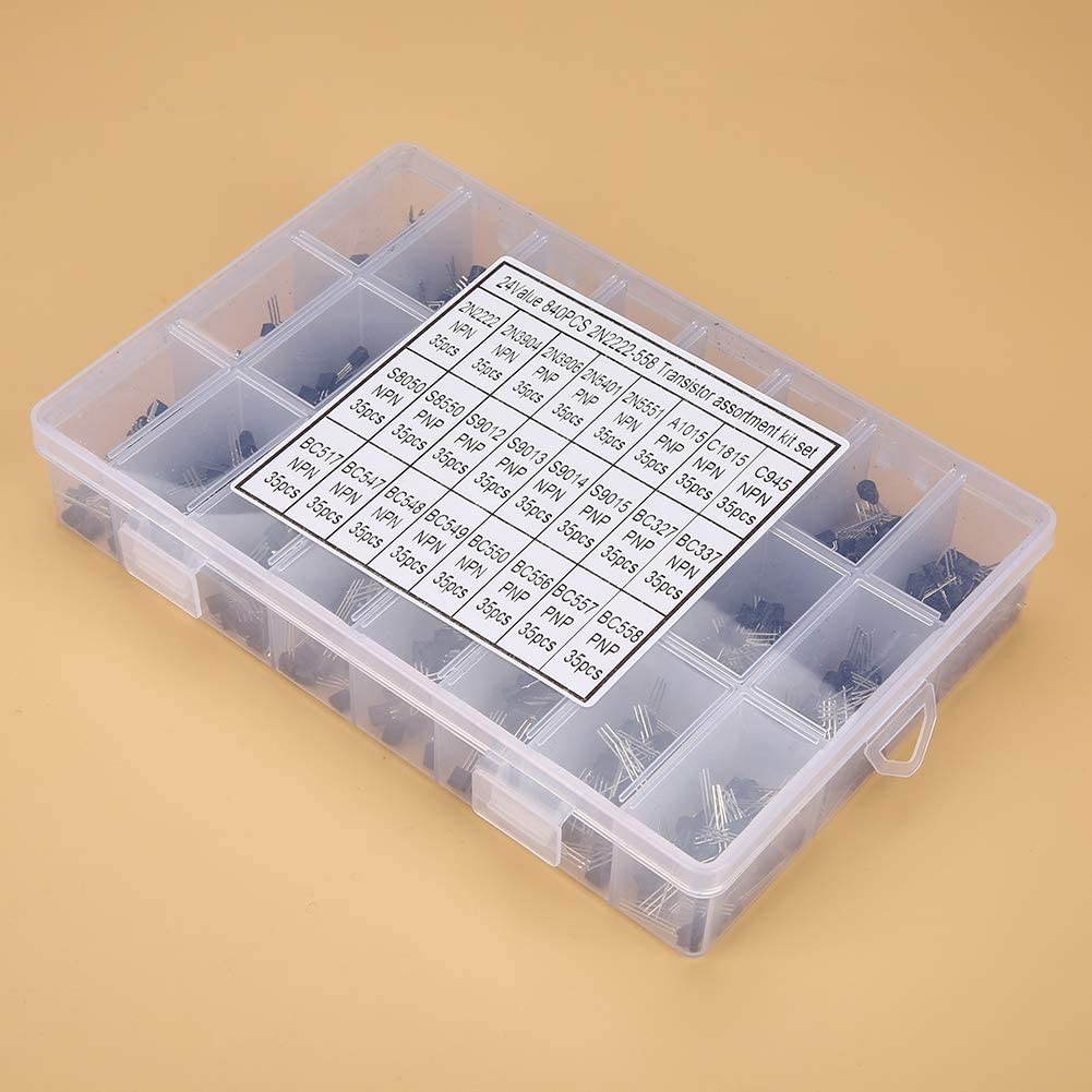 840Pcs NPN PNP Transistor Assortment Kit, Basic Semiconductor Device Control Current, Great for Electronic Enthusiasts, Silicon Transistor Kit image number 3