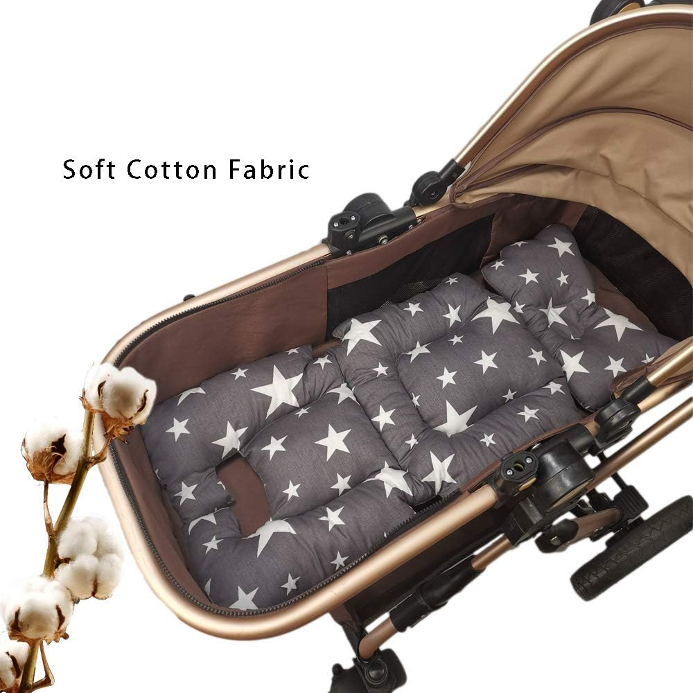 Stroller Liner Insert Thick Padding, Reversible Cotton Cushion Universal for Baby Carrier Pram,Non Slip, by Grey Star image number 5