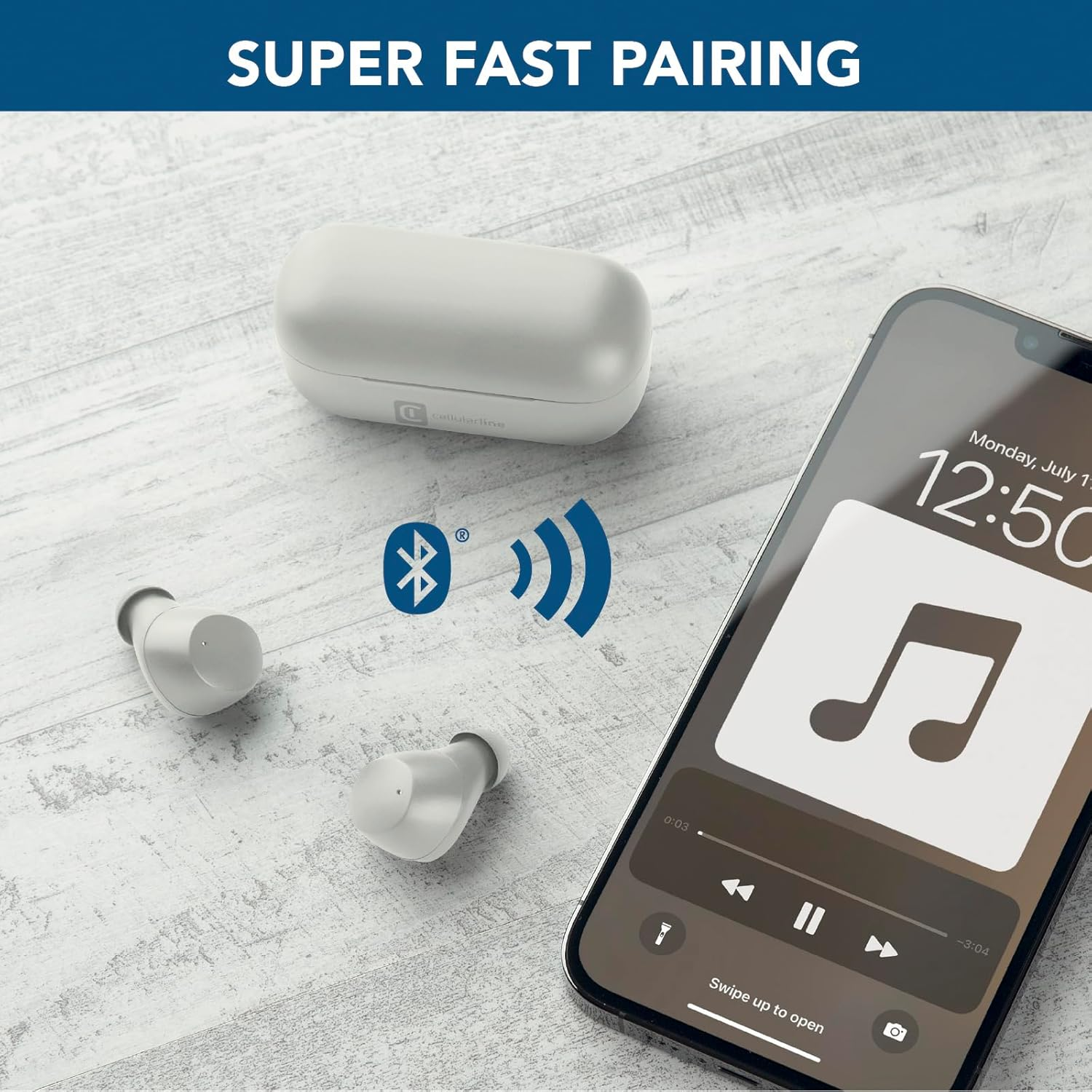 Cellularline Wink - Universal - Bluetooth 5.0 Hifi Stereo Earbuds with Charging Case - Total Autonomy of 25 Hours - 2 Hours Charging Time - 10 Meter Range - Grey image number 4