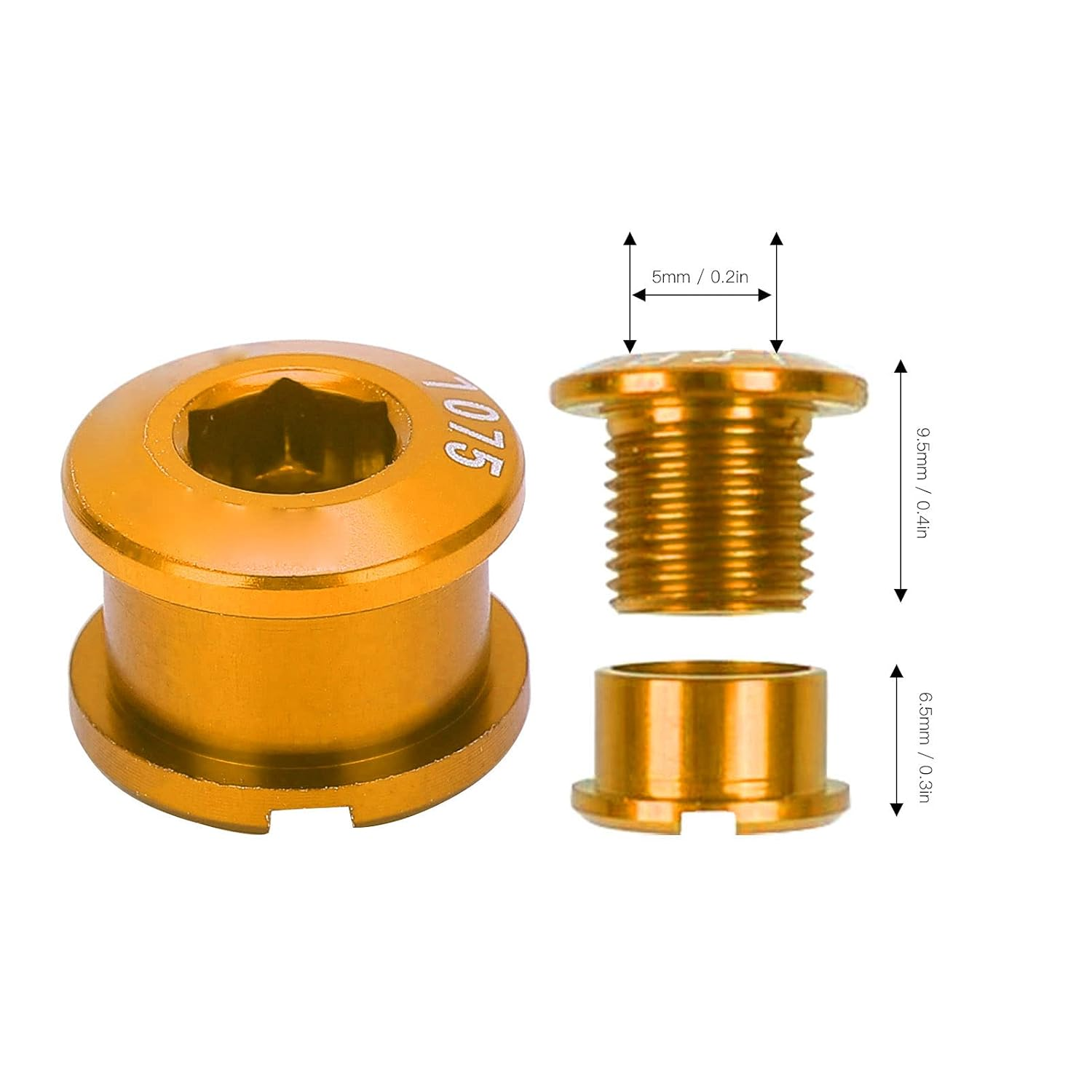 Accessories, Single Chainring Bolts Single Chainwheel Bolts and Nuts for Road Bike Folding Bike Fixed Gear Bike Track Bike for Mountain Bike(Gold) image number 3