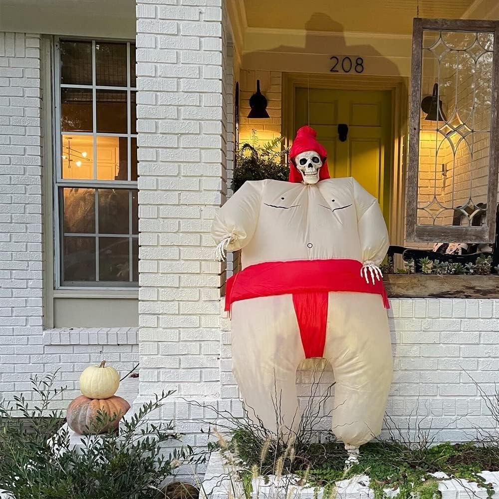 Inflatable Sumo Wrestler Suit Costume for Adult Blow up Halloween Party Fat Suit Fancy Families Member Game image number 2