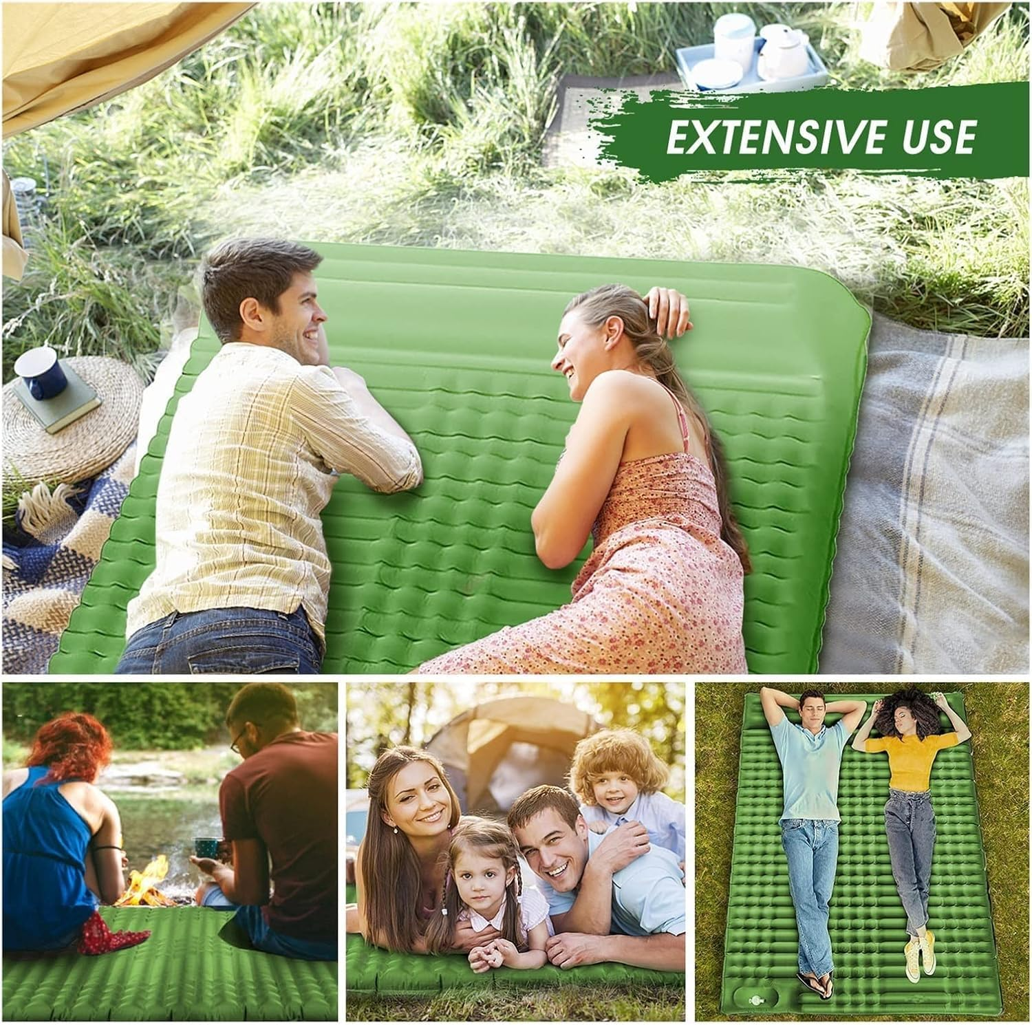 Sleeping Pad for Camping, 6" Extra-Thick Reinforced Camping Sleeping Pad with Pillows & Built-In Foot Pump, Ultralight Self Inflating Air Mattress Mat for Tent Hiking Essentials Gear image number 5