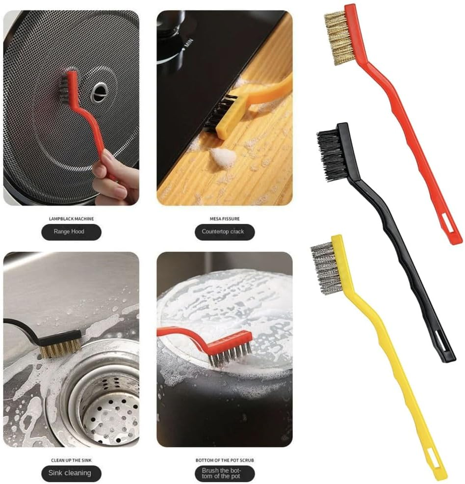 8-Piece Crevice Cleaning Kit with 2 Scrapers - Heavy Duty Grout Cleaner & Shower Cleaning Brush | Multi-Purpose Bathroom Scrubber & Kitchen Brush for Tiles and Windows | Home Essentials Cleaning Set