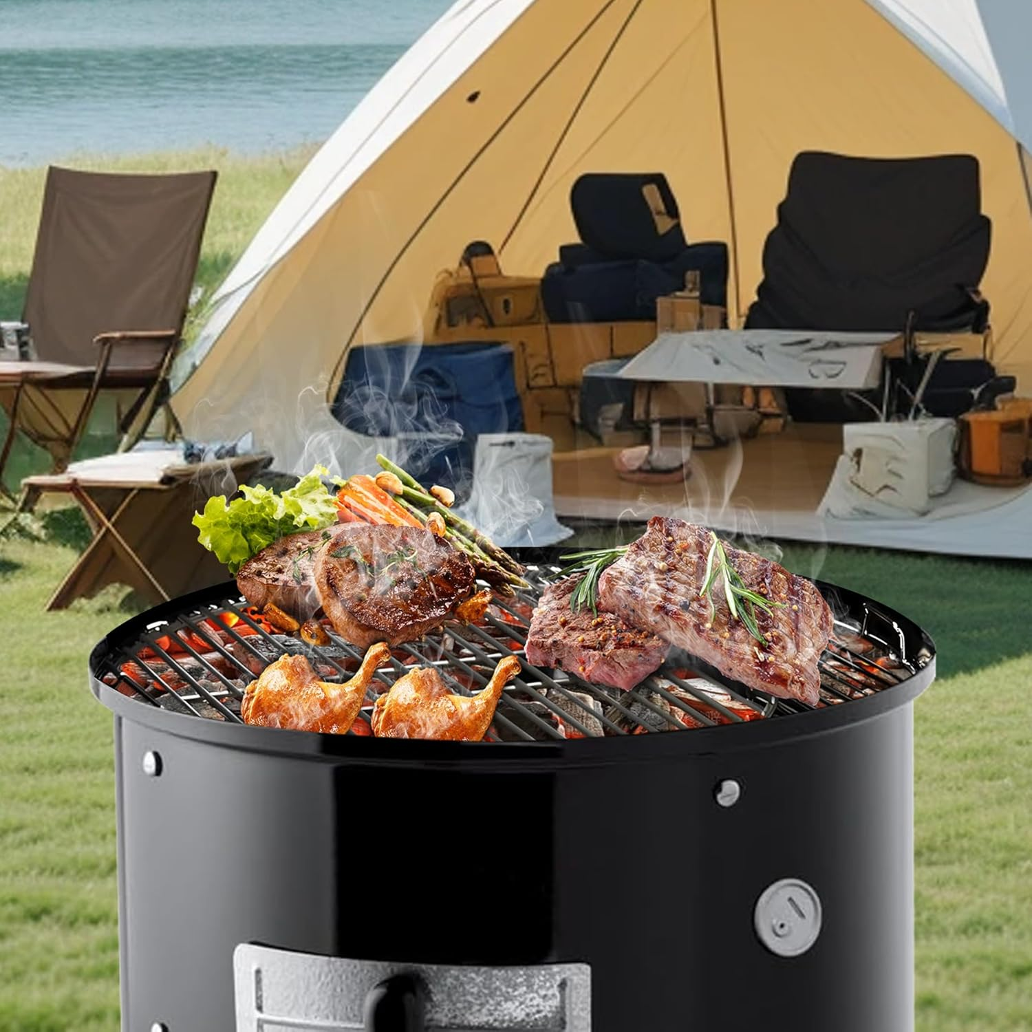 Cooking Grate for Weber 18'' Charcoal Grills, Charcoal Grill Grate Fits for Weber 18" Inch Smokey Mountain Cooker Charcoal Smoker Grills, Replacement for Weber 7432 85042 83013 Parts, 3 Pack