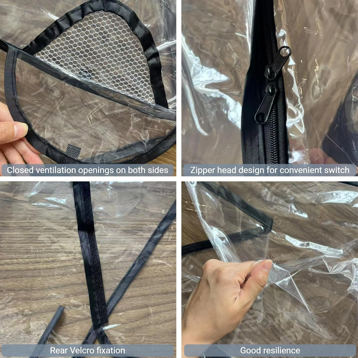 Universal Baby Stroller Rain Cover - EVA Material with Front Zip Opening, Windproof Waterproof Dustproof Clear Transparent Protection for Travel Weather Shield - Fits Most Pushchairs, Prams, Buggies image number 2