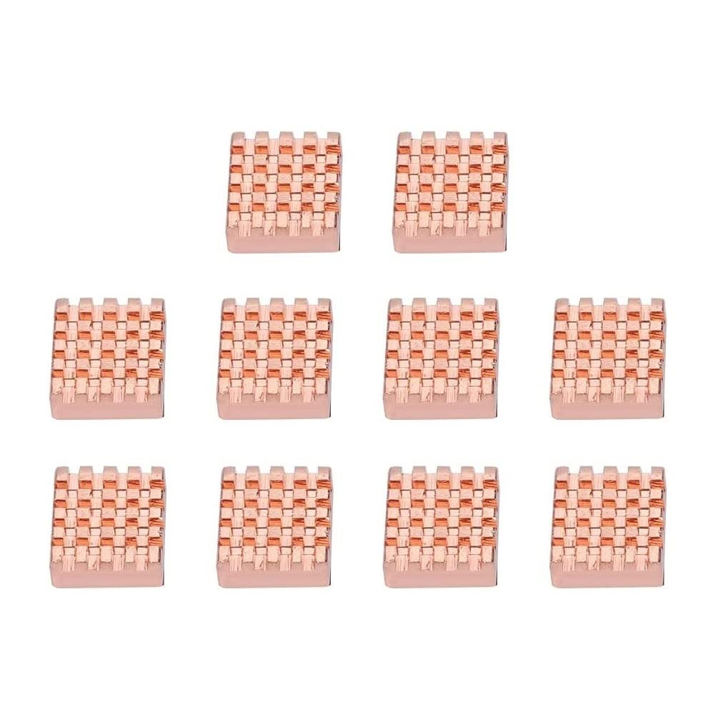 Easycargo 10Pcs 14Mm VRAM Copper Heatsink + Thermal Conductive Adhesive Tape for Cooling Cooler GPU Chips VRAM VGA RAM GPU (14Mmx12Mmx5Mm) (Copper 14Mm) image number 2