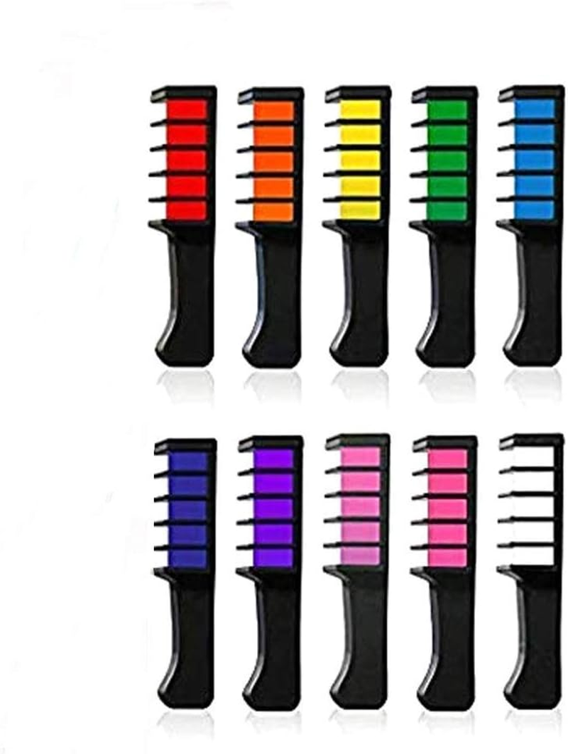 Kalolary 10 Colors Hair Chalk for Girls Kids, Temporary Bright Hair Color Dye for Girls Age 4 5 6 7 8 9 10+, Washable Hair Chalk Comb for Party Cosplay DIY