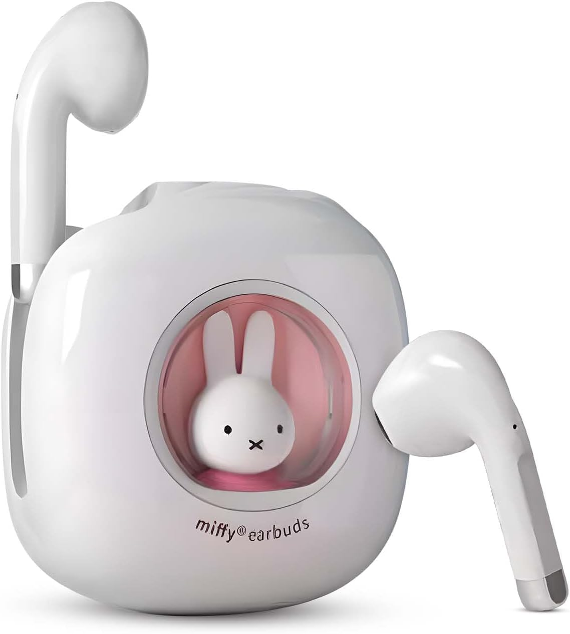 MIPOW X Miffy BT5.3 Wireless Earbuds, Rabbit Design, IPX7, 36 Hours Playtime with Case, AI ENC Noise Cancelling, Sports/Work Earbuds (Pastel Pink)
