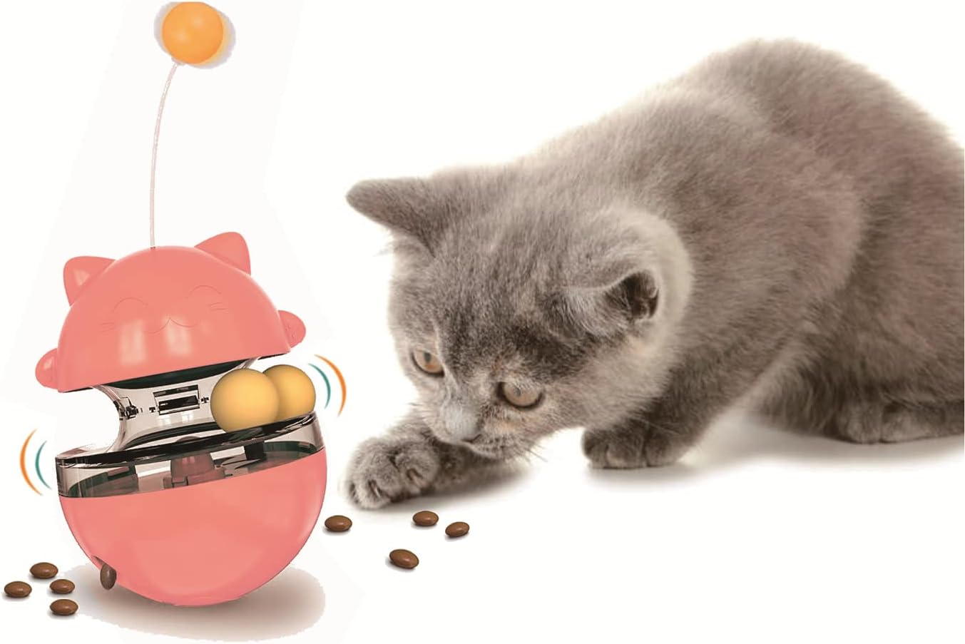 Cat Treat Dispenser Tumbler Interactive Puzzle Feeder, Cat Snacks Temptations Ball Food Puzzle Toy