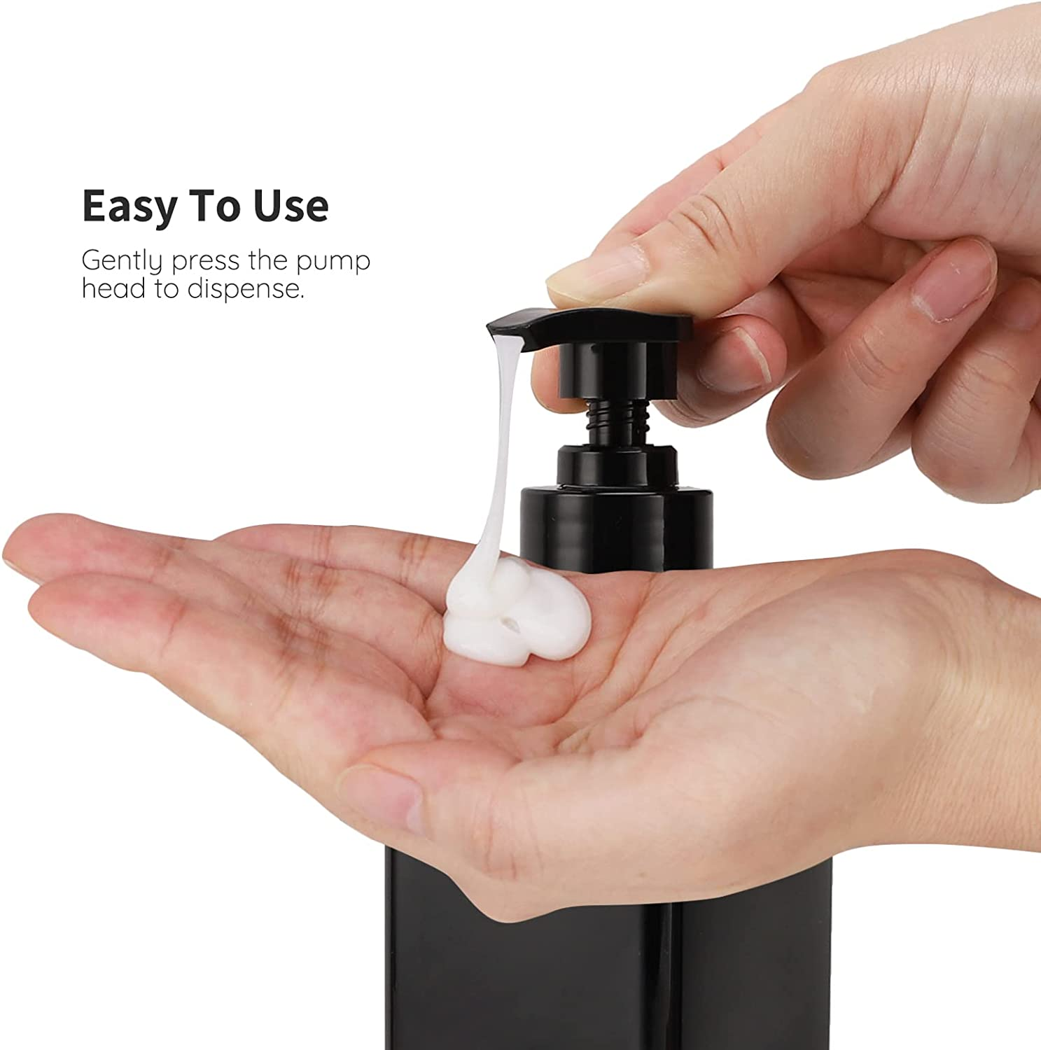 Segbeauty Shower Refillable Dispenser, 3Pcs 16.9Oz 500Ml Pump Press Bottles with Labels, Empty Reusable Plastic Soap Dispenser Bathroom Shower Containers for Body Wash Shampoo Conditioner Lotion Black