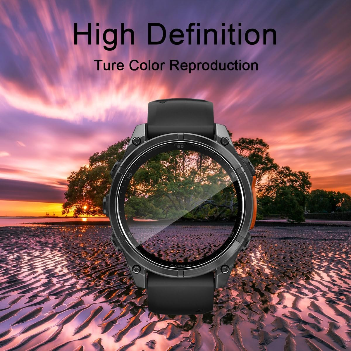 Pack of 3 Screen Protectors Compatible with Garmin Fenix 8 Amoled 51 Mm for Tempered Glass, HD Screen Protector Film, Anti-Scratch, Bubble-Free, High-Resolution Protective Glass