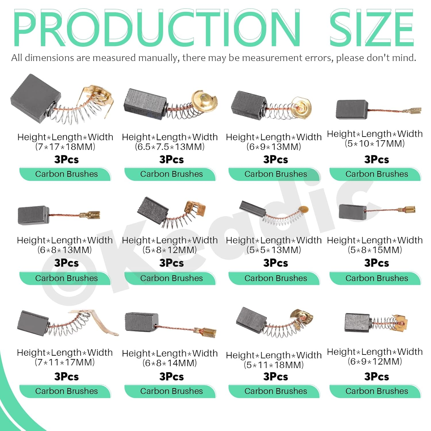 Keadic 69Pcs 23 Sizes Electric Motor Carbon Brushes Replacement Assortment Set, Power Tool Motor Brush for Grinder & Electric Motors image number 4