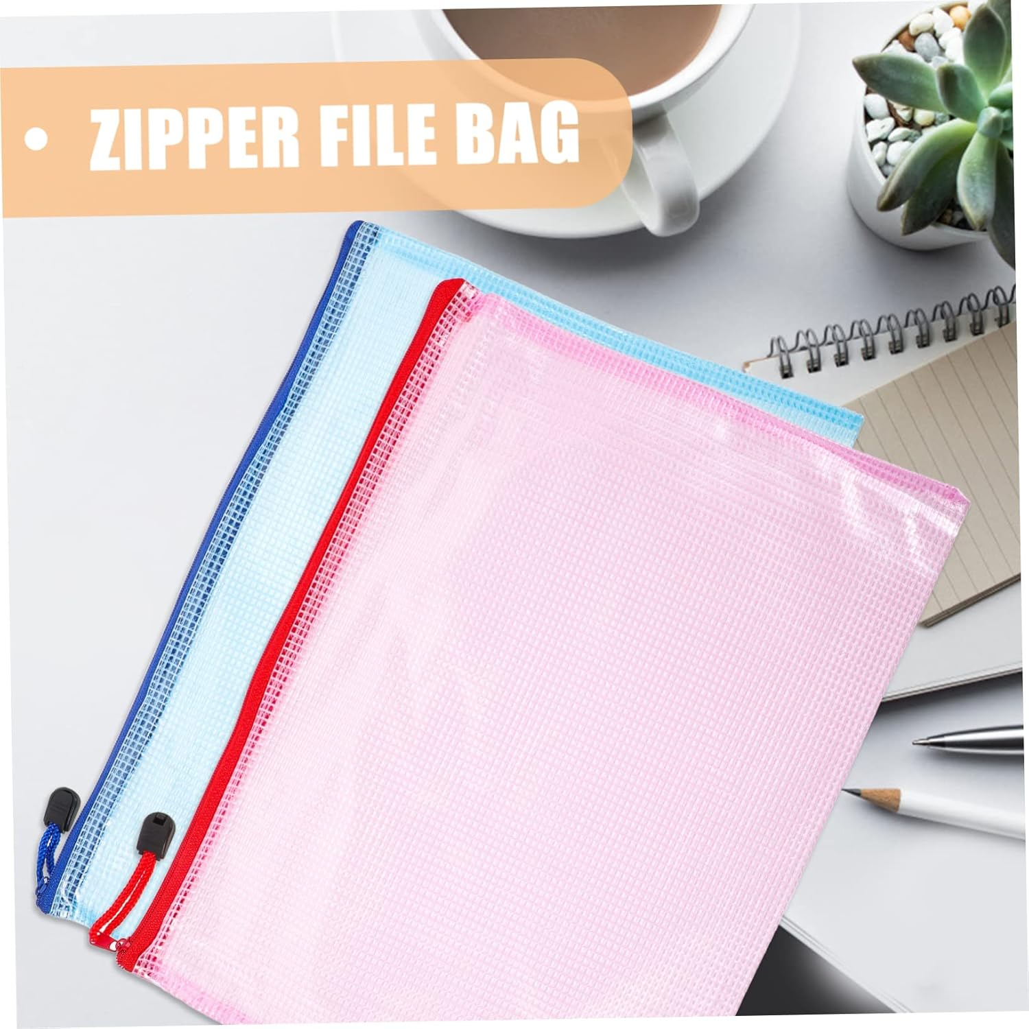 TOGEVAL 12Pcs A4 Zipper File Pouches Waterproof Thickened Document Organizers Stationery Storage Bags for Office School Receipt and Paper Folder image number 6