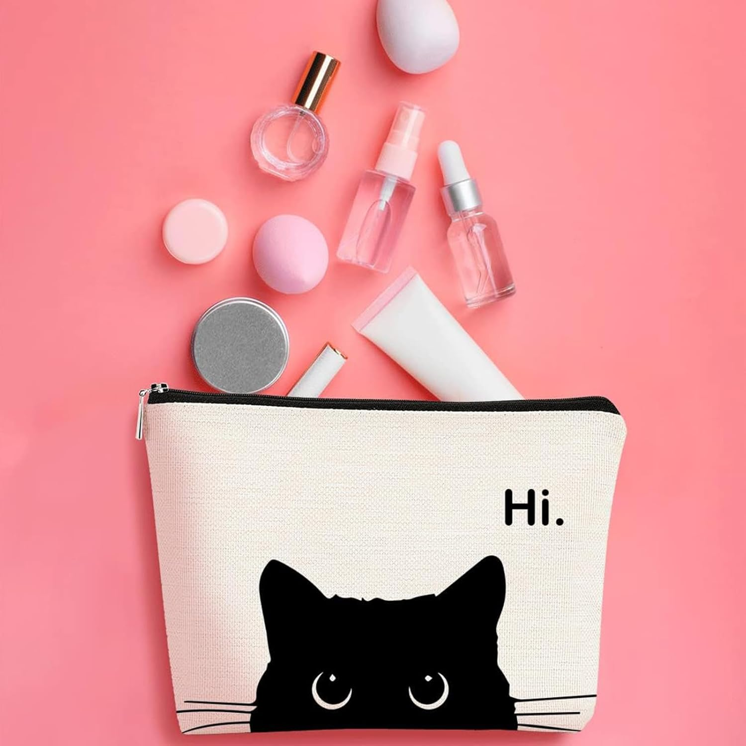 Cat Makeup Bag for Cat Lovers, Cute Zipper Travel Toiletry Bag for Teen Girls, Gifts for Cat Owners, Cosmetic Purse for Makeup & Toiletries, Birthday for Cat Lovers image number 2