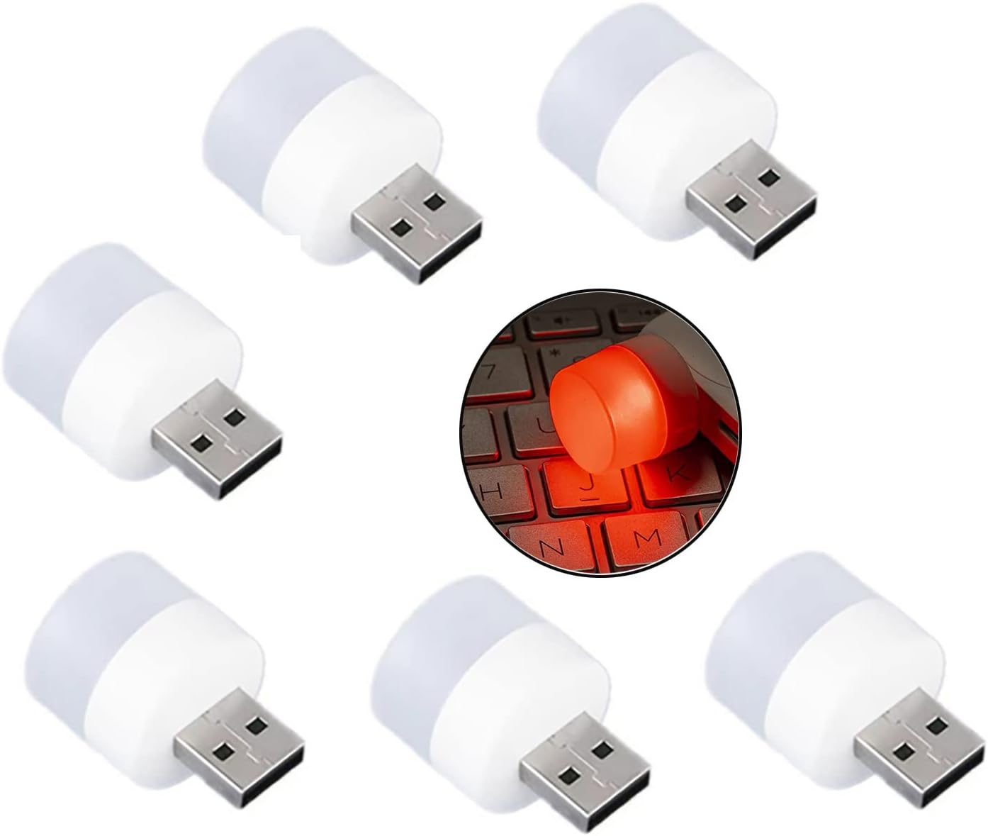 6 Pack Mini USB Night Light, Plug in LED Lamp Decorative Lighting Party Festival (Red) image number 2