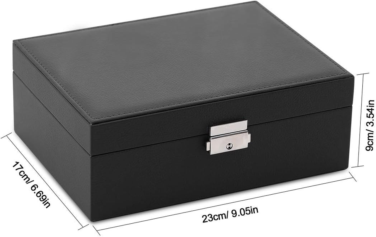 EKKONG Women'S Jewellery Box Travel PU Leather Jewellery Case Small Jewellery Box Girls Jewellery Storage Box for Rings, Earrings, Bracelets and Necklaces (Black) - Black image number 5