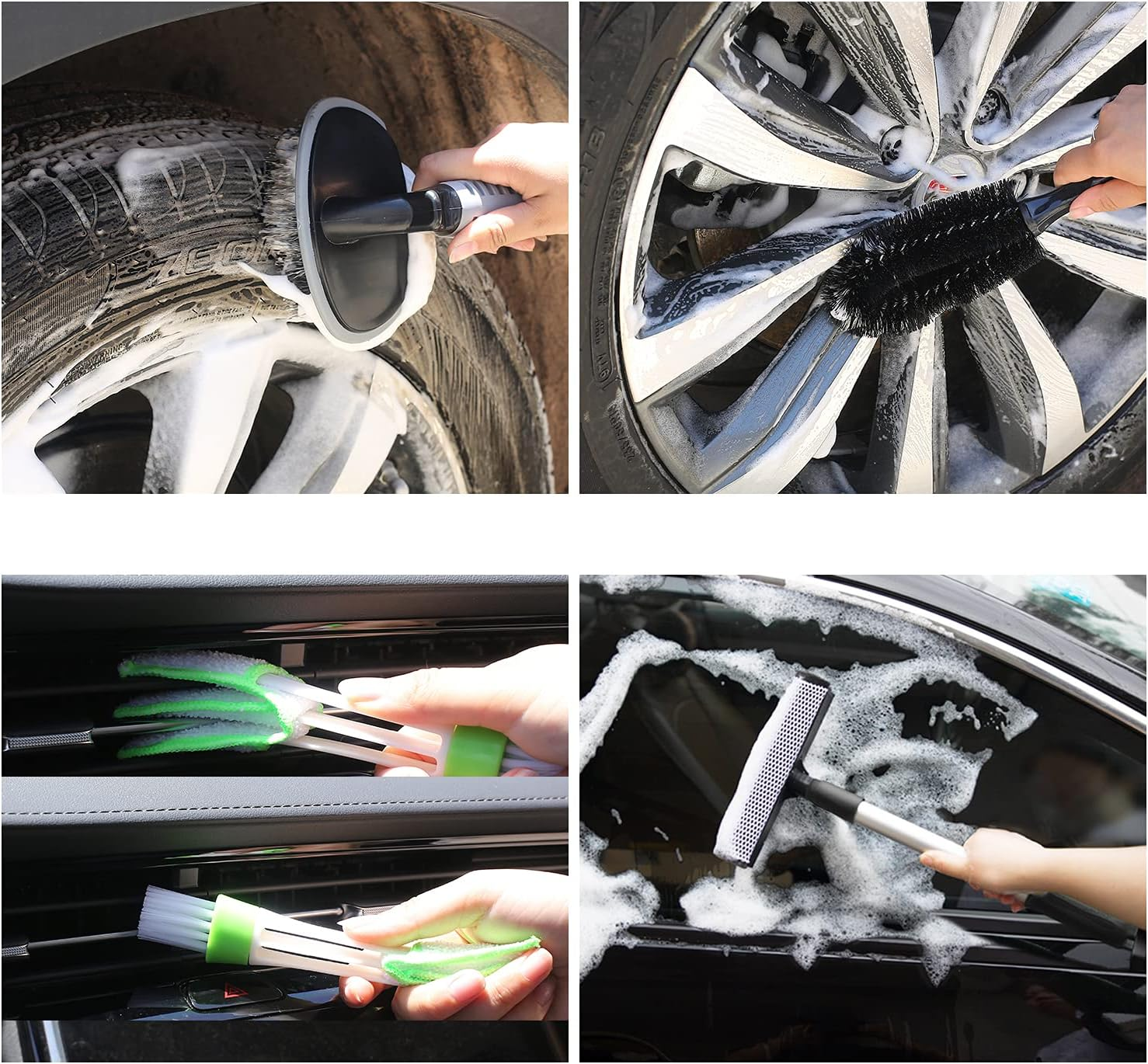 AUTODECO 22Pcs Car Wash Cleaning Tools Kit Car Detailing Set with Canvas Bag Purple Collapsible Bucket Wash Mitt Sponge Towels Tire Brush Window Scraper Duster Complete Interior Car Care Kit image number 1