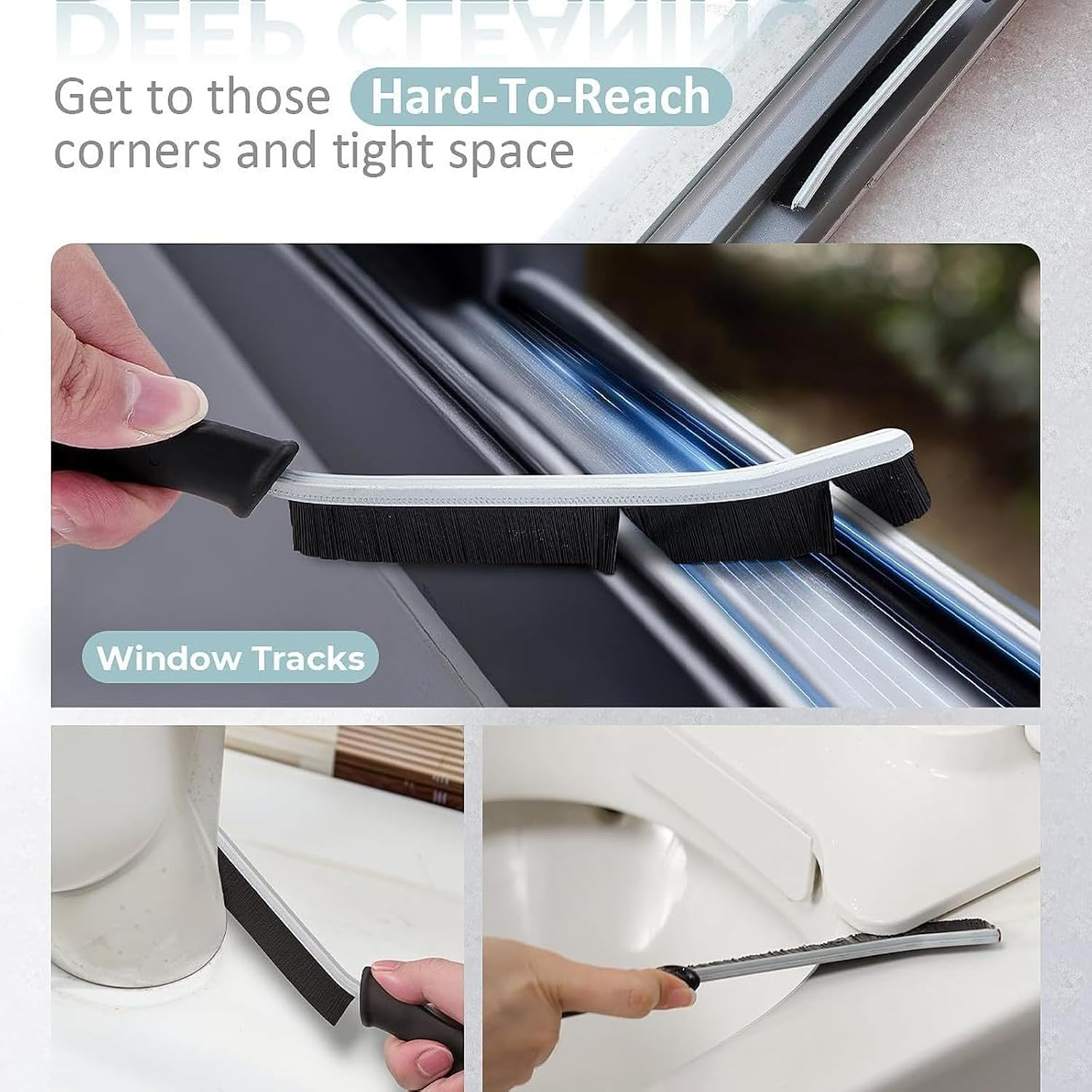 Beleeb 3PCS Cleaning Brush, Hard Bristle Crevice Bottle Brush, Household & Cleaning Crevice Cleaning Brush for Kitchen, Bathroom, Window, Vehicle, Faucets, Toilet, Grout image number 3