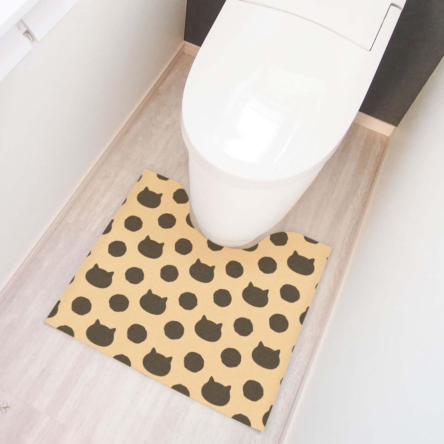 Okato Disposable Toilet Mat, Pack of 15, Cat Beige, Non-Slip Treatment, Can Be Cut to Any Shape, Width 23.6 X Depth 21.7 Inches (60 X 55 Cm)