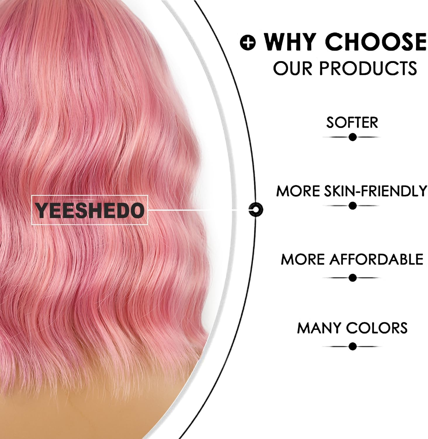 YEESHEDO Women'S Wig Pink Mix Pastel Pink Short Bob with Fringe Curls Natural Wigs for Women Cosplay Wig 35 Cm image number 2