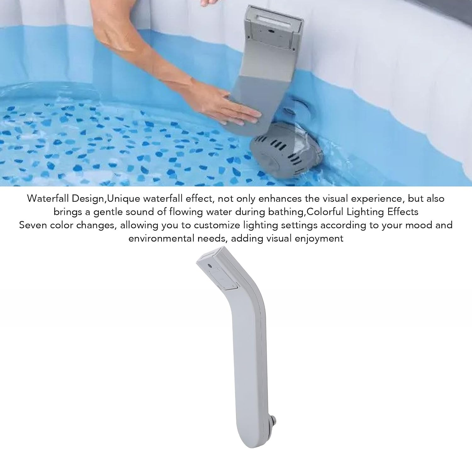 Color Changing LED Hot Tub Spa Waterfall Accessory with 7 Color Light, Wide Compatibility, Easy Installation, Energy Saving, for Most Inflatable and Portable Saluspa Hot Tub image number 3