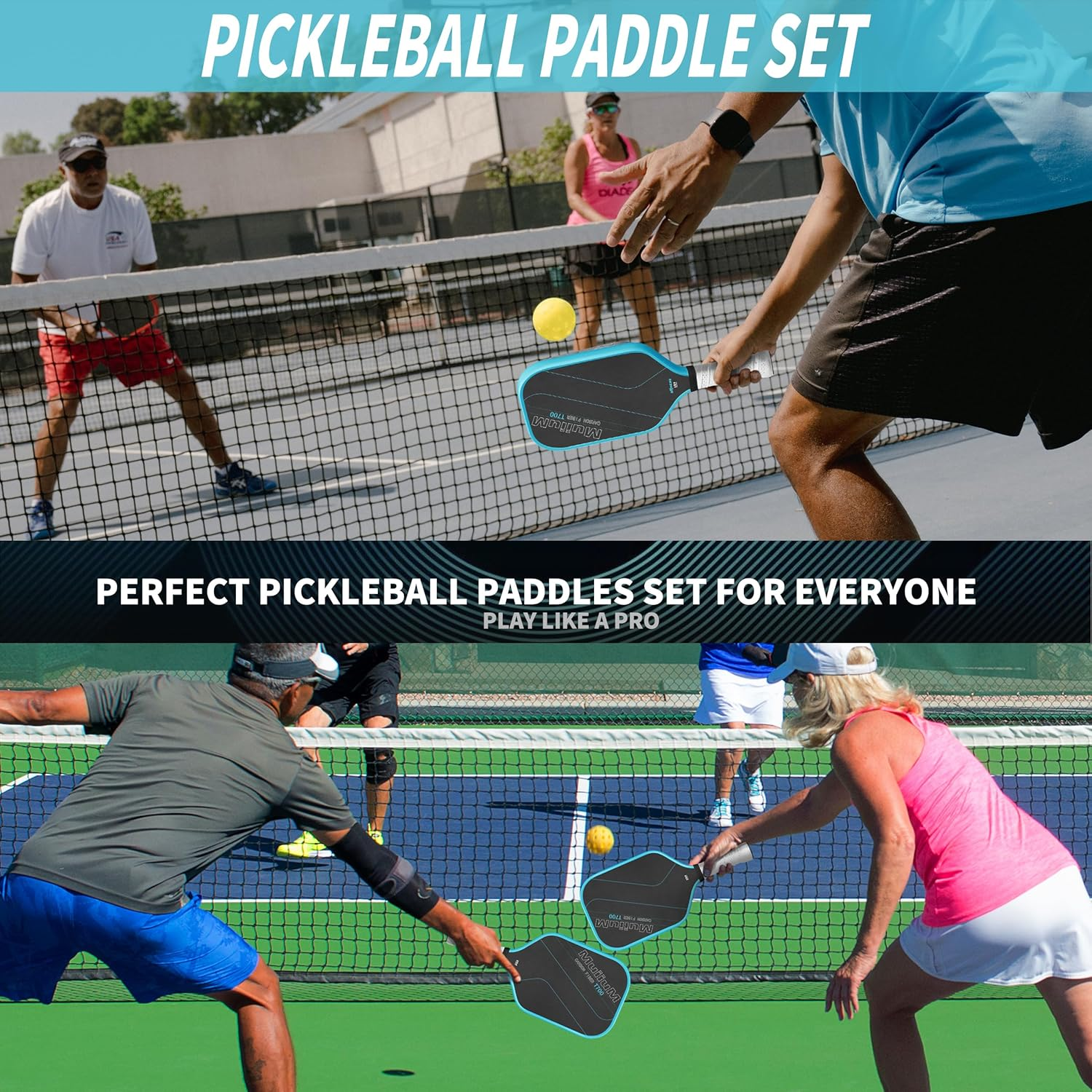 Pickleball Paddles, USAPA Approved Carbon Fiber T700 Surface, Men'S and Women'S Pickleball Pad Set image number 4