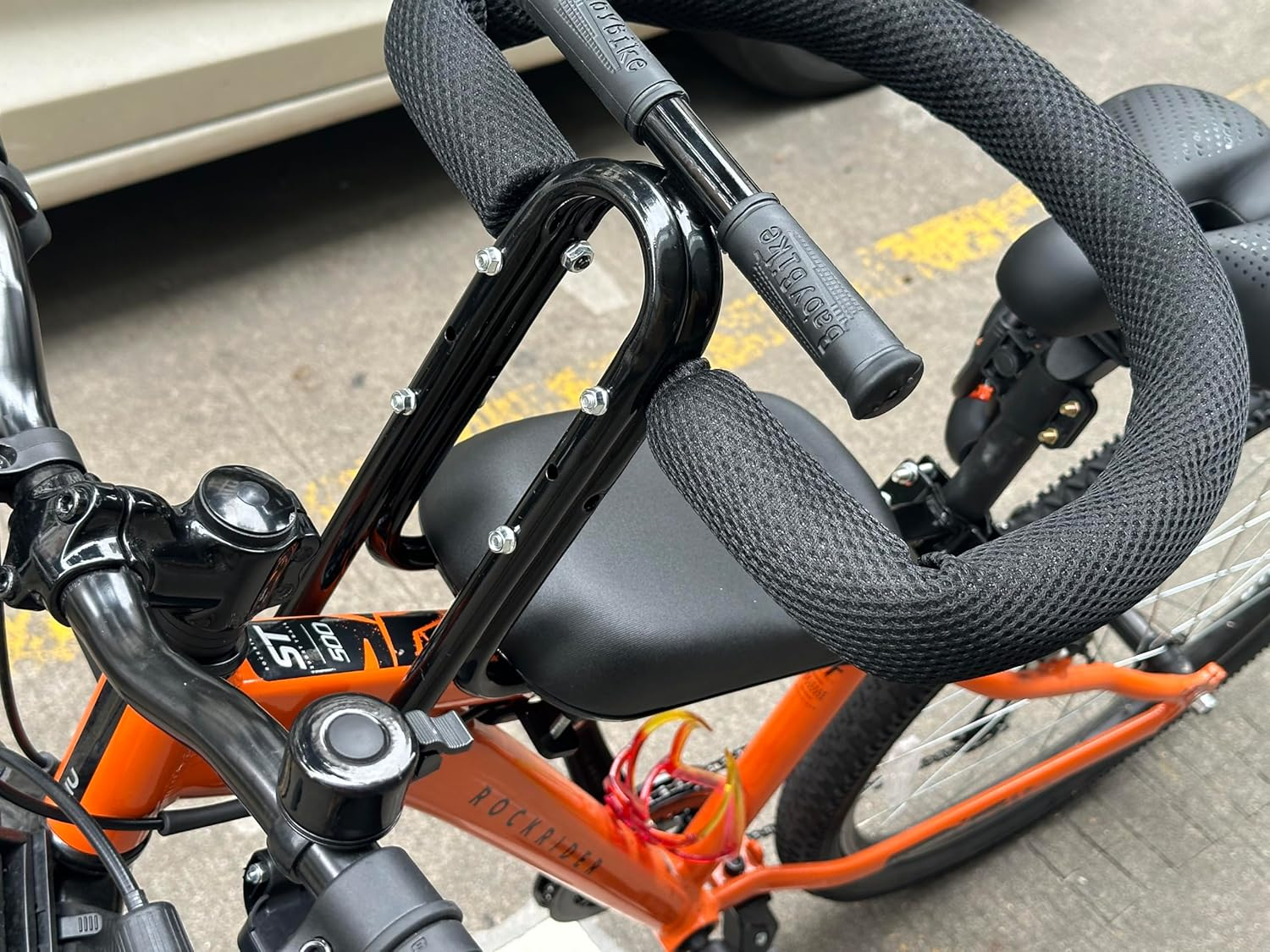 Kids Bike Seat with Safety Guardrail, Detachable Front Mounted Child Bicycle Seats with Foot Pedals for Children 2~5 Years, Compatible with All Adult Mountain Bikes image number 4