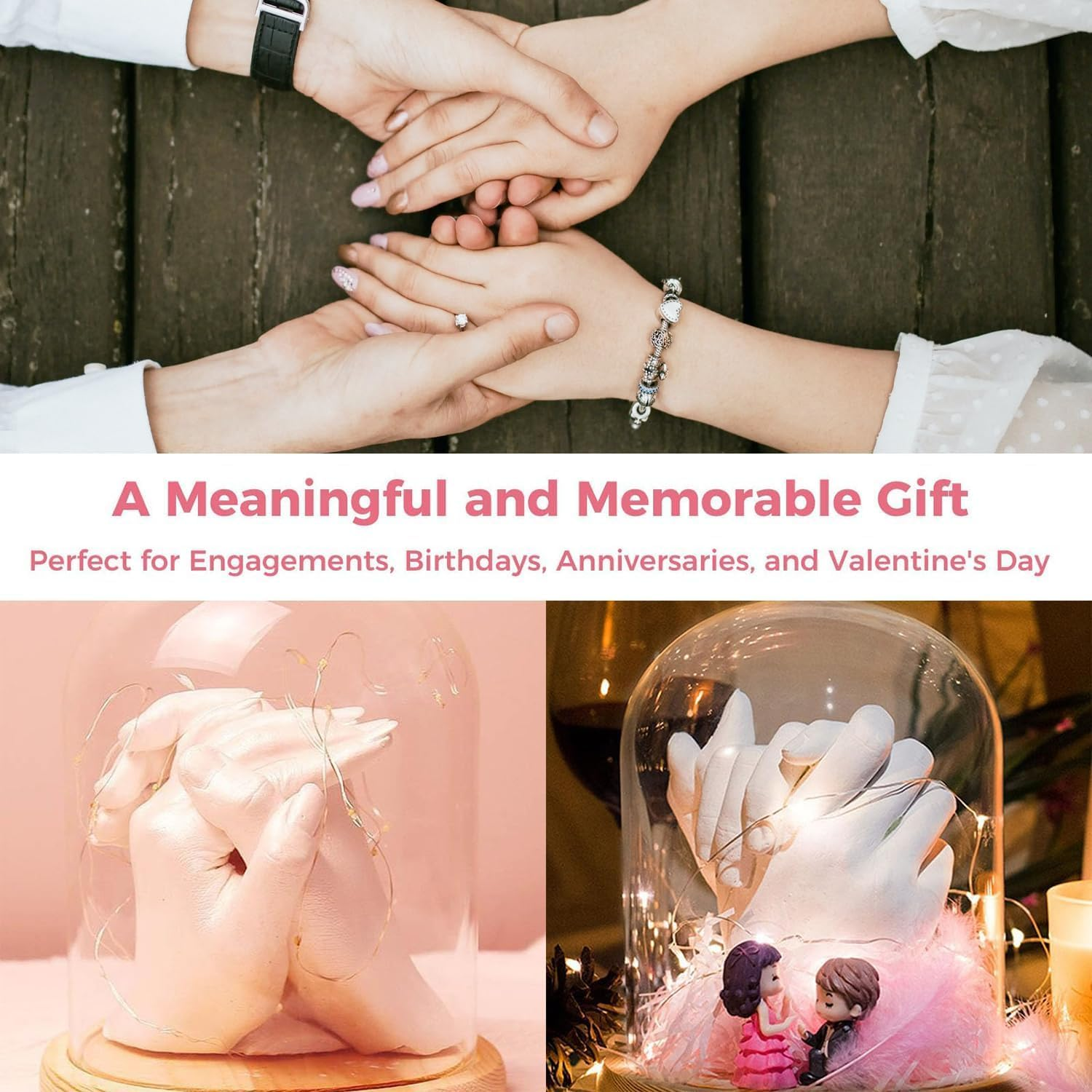 Hand Casting Kit for Families, Keepsake-Diy Plaster Statue Cast Kit-Wedding, Anniversary, Valentine&rsquo;S Gift Idea for Men & Women, 4 Adult Hands Sculpture Kit with Alginate & Casting Powder, DIY Plaster Statue Cast Kit