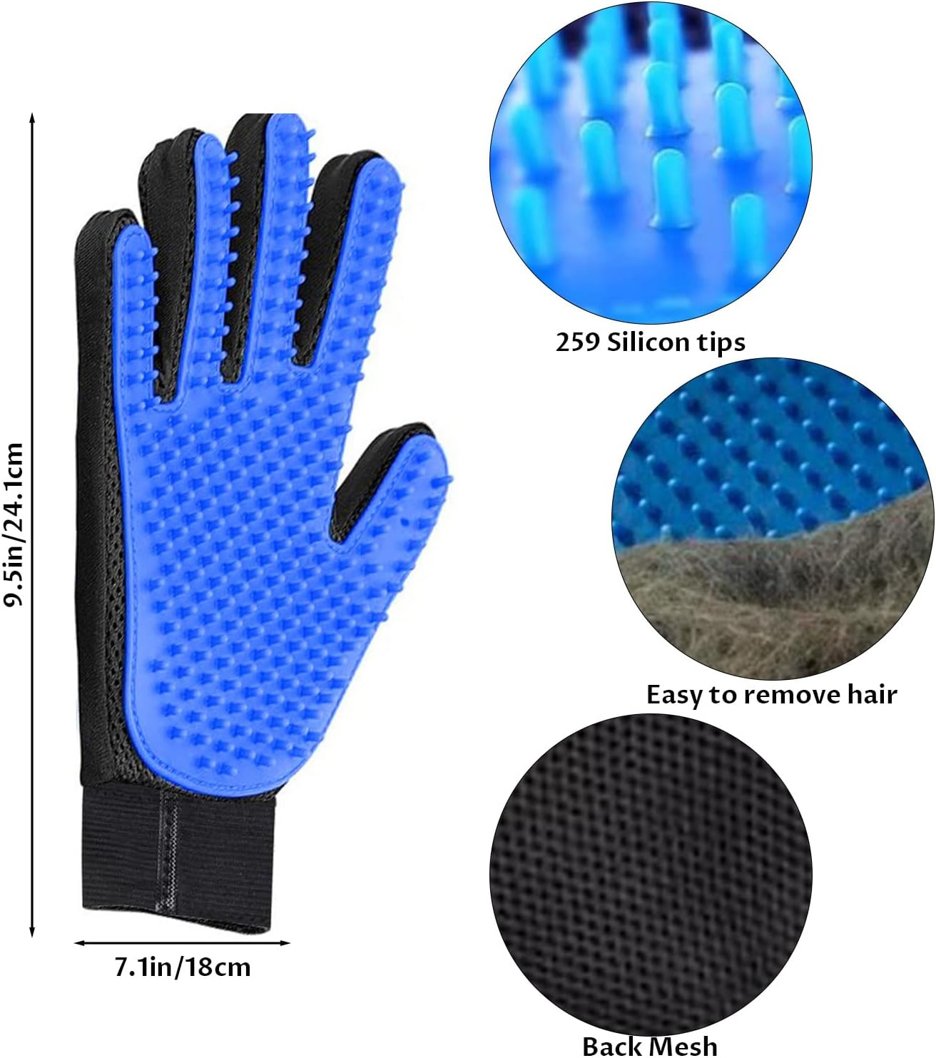 Velmoriah Pet Grooming Gloves, Silicone Hair Removal Gloves for Dogs and Cats, Multi-Function Grooming Mitt for Shedding, Bathing, Massaging image number 3