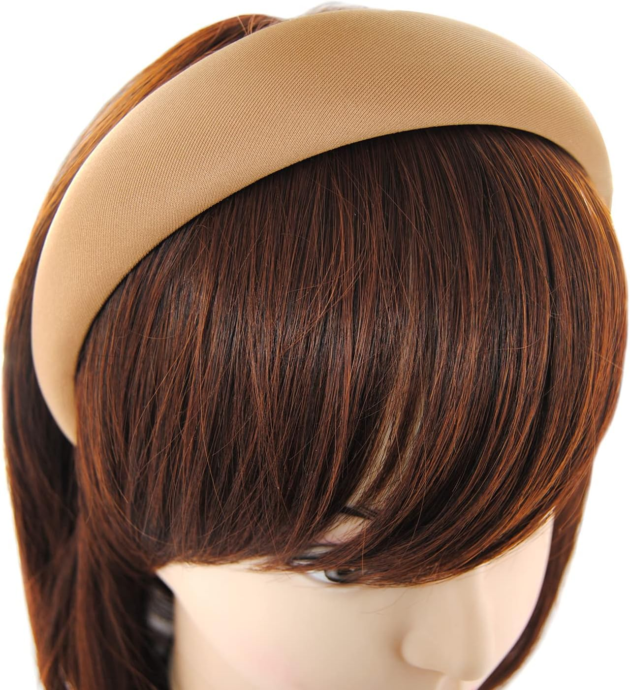 Axy HRK2A Wide Headband with Fabric Padded Candy Colours - Beautiful Headband Hair Accessories (Beige) - Beige image number 3